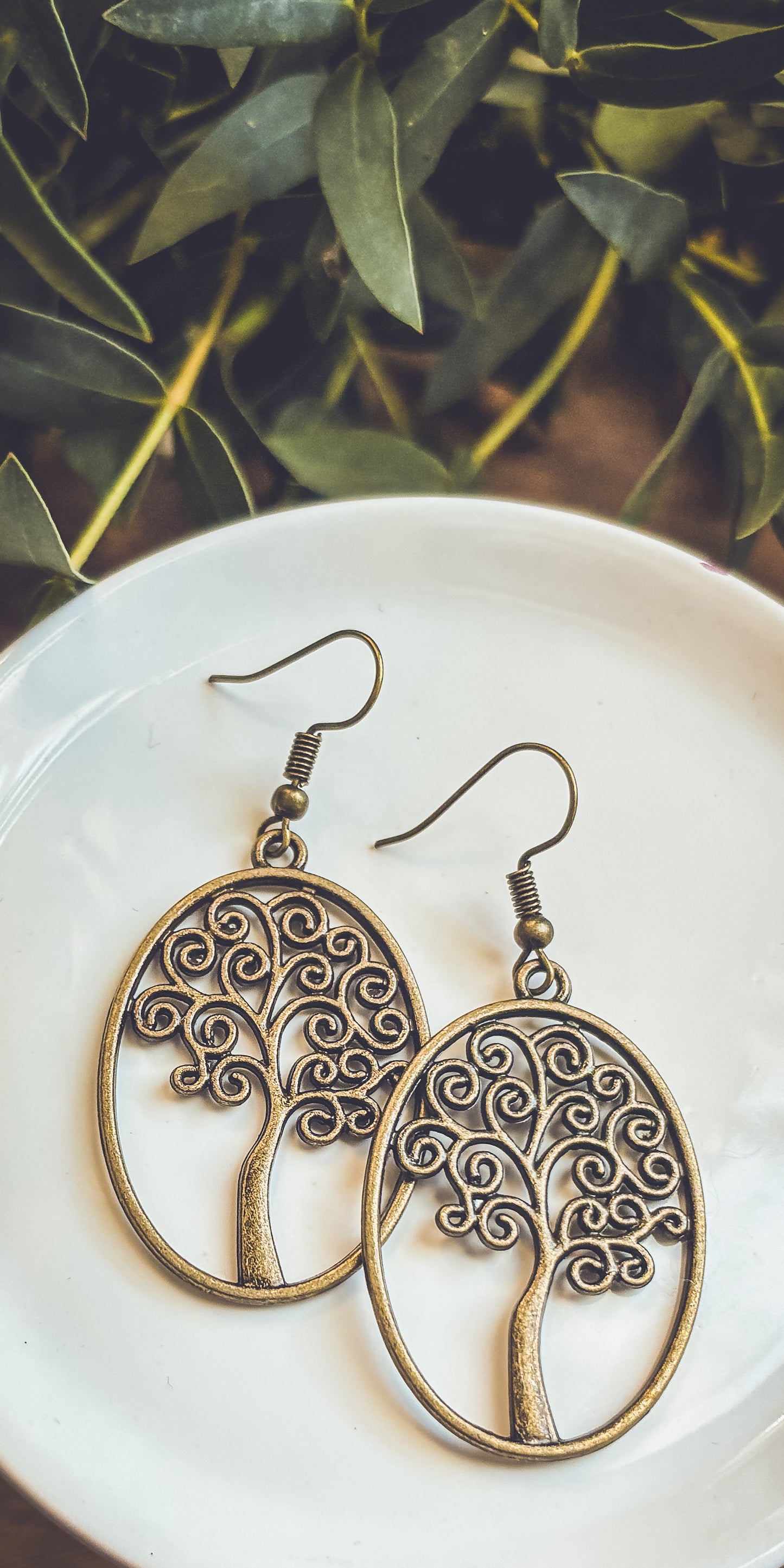 Beautiful Bronze Swirling Tree Earrings