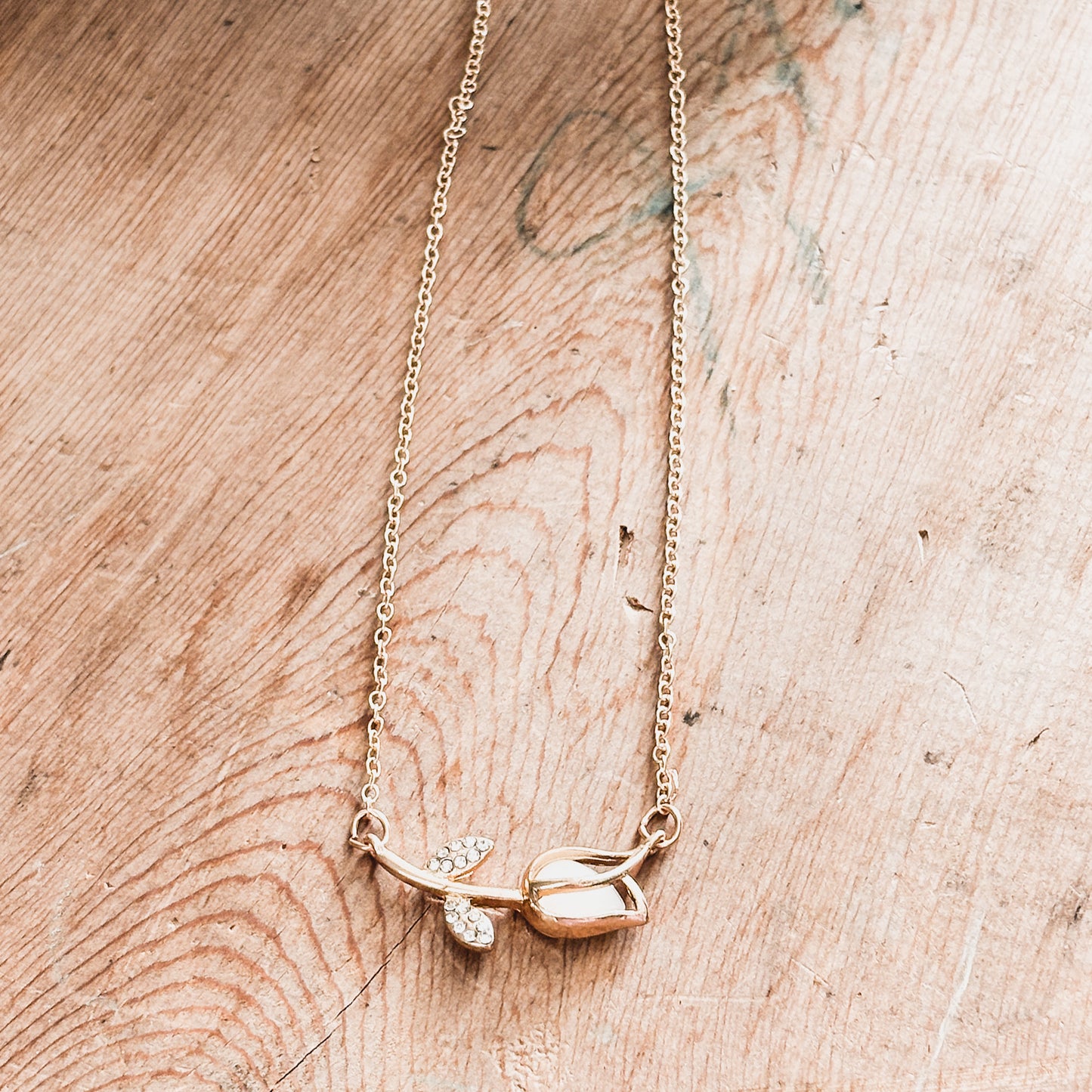 Beautiful Gold and Smokey Stone Tulip Necklace