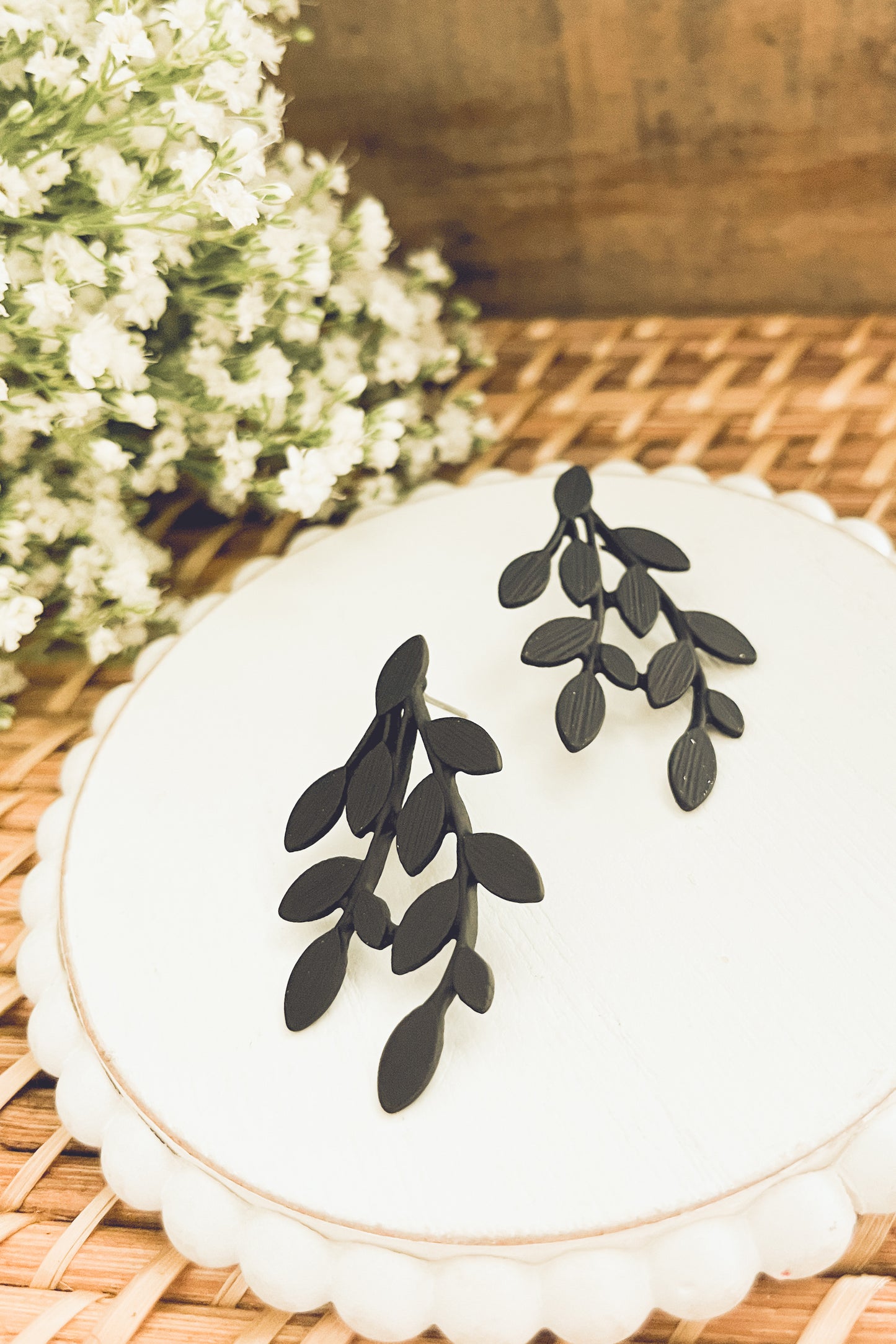 Beautiful Black Leaf Earrings