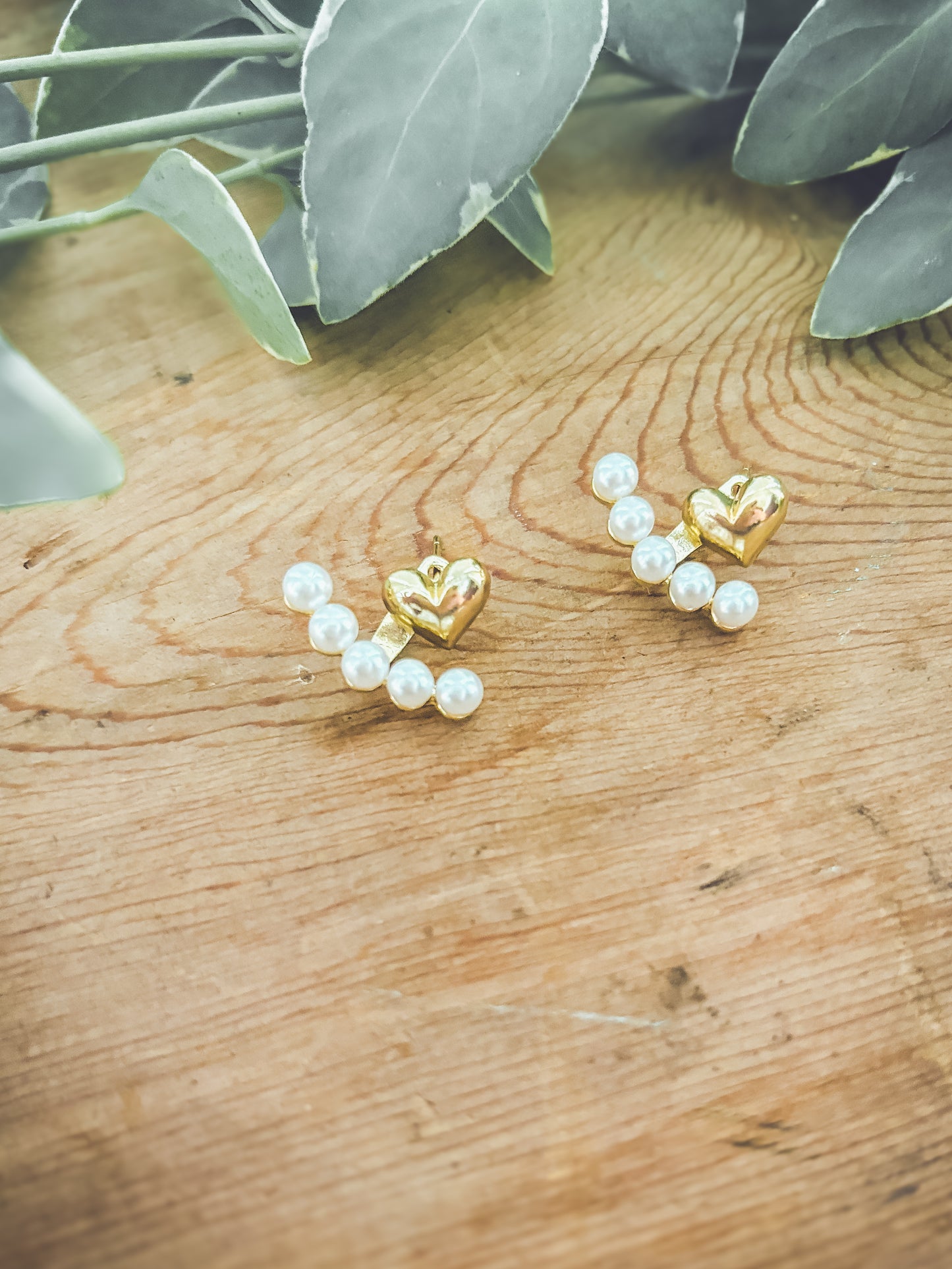 Gorgeous Heart and Pearl Jacket Earrings