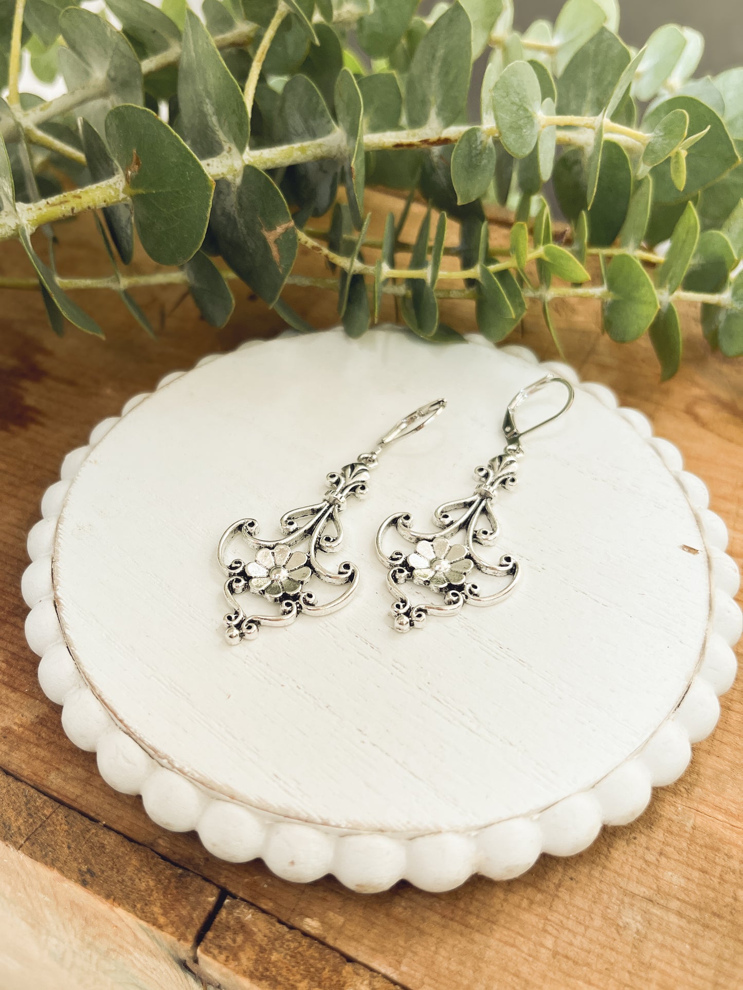 Beautiful Ornate Silver Drop Earrings