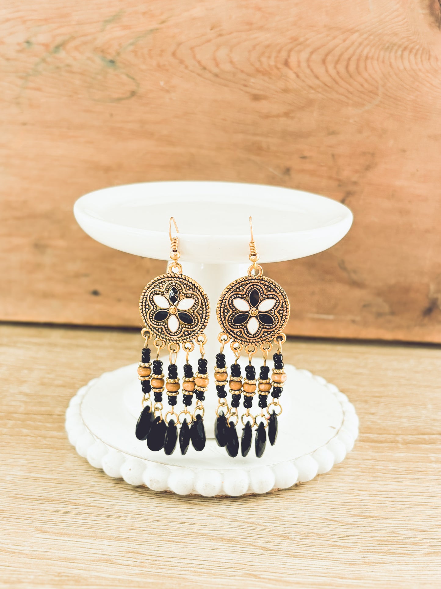 Beautiful Black Boho Chandelier Earrings