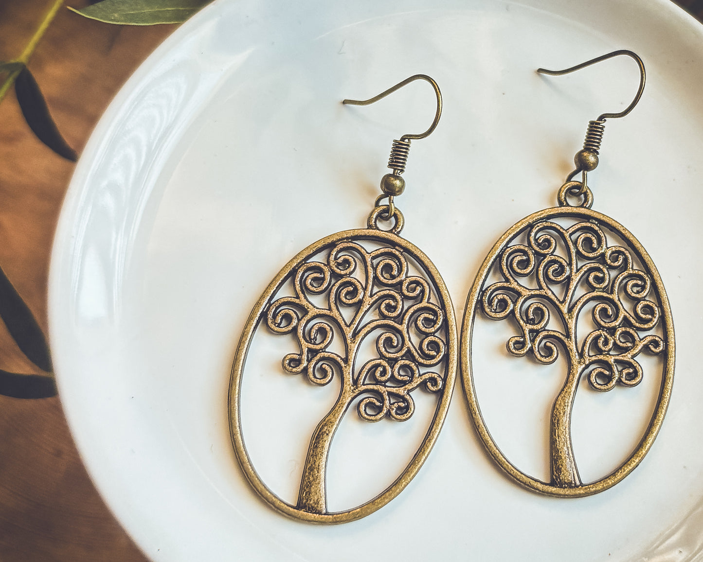 Beautiful Bronze Swirling Tree Earrings