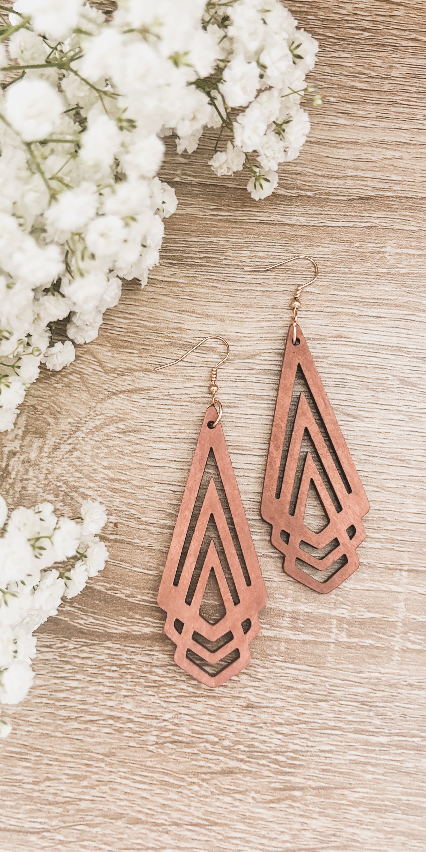 Beautiful Boho Wooden Drop Earrings