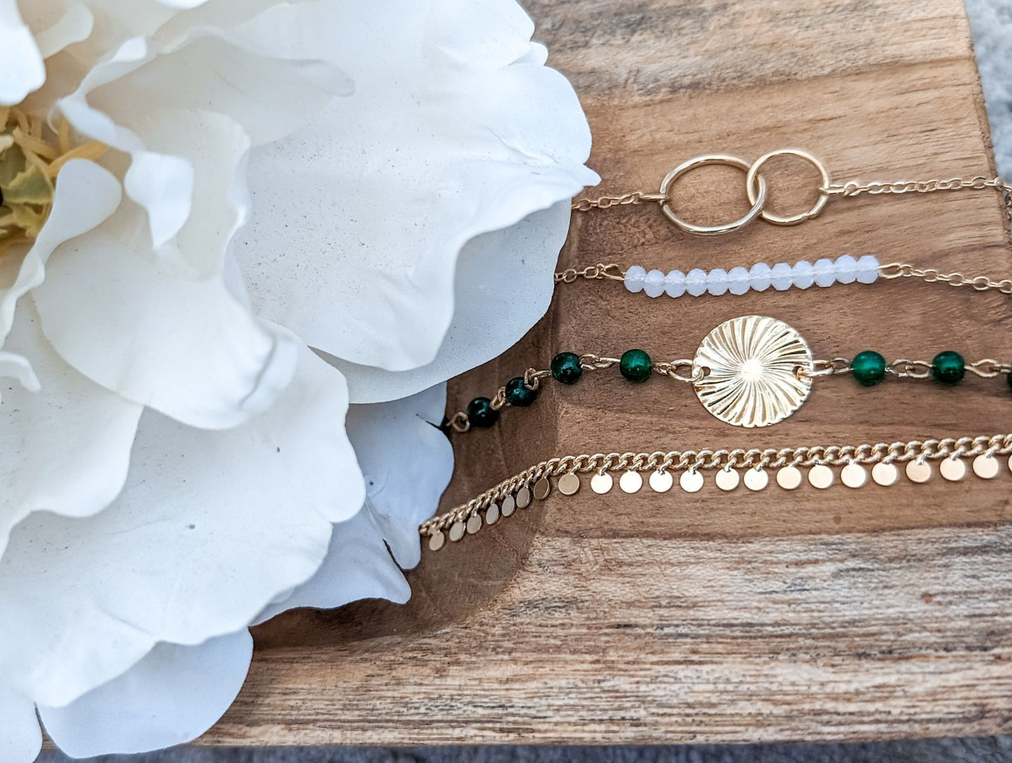 Beautiful Green and Gold Bracelet Set