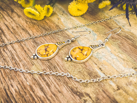 Beautiful Boho Yellow Necklace and Earring Set