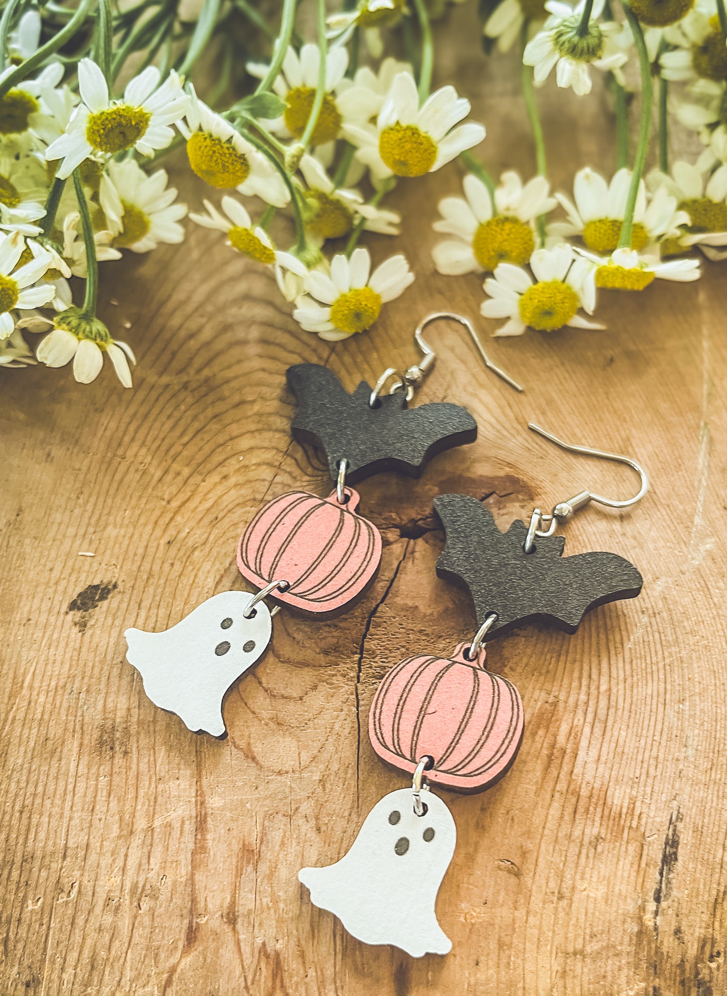 Adorable Wooden Halloween Earrings