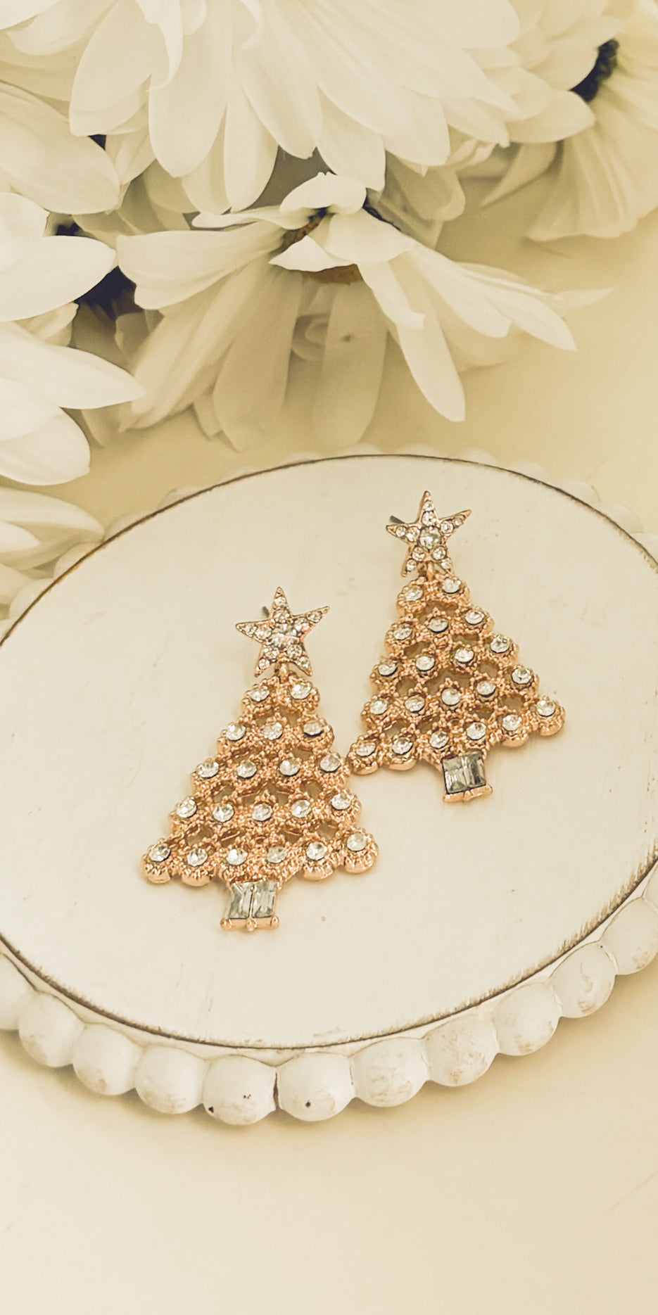 Beautiful Gold and Crystal Christmas Tree Earrings