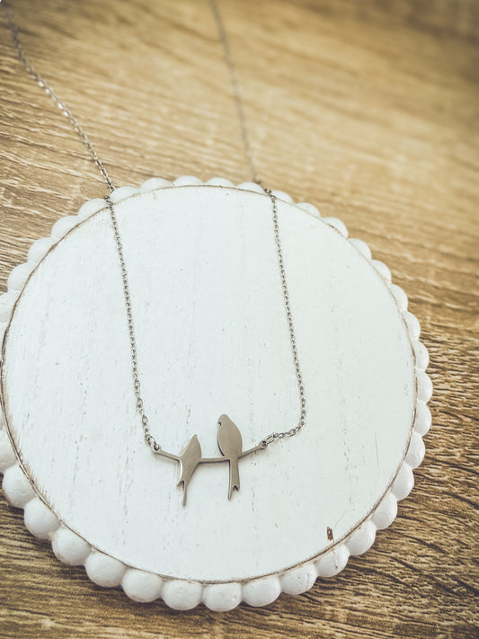 Beautiful Silver Stainless Steel Bird Necklace