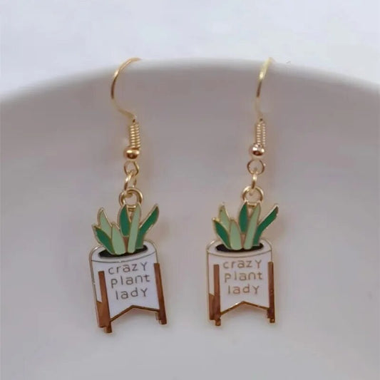 Adorable Crazy Plant Lady Earrings
