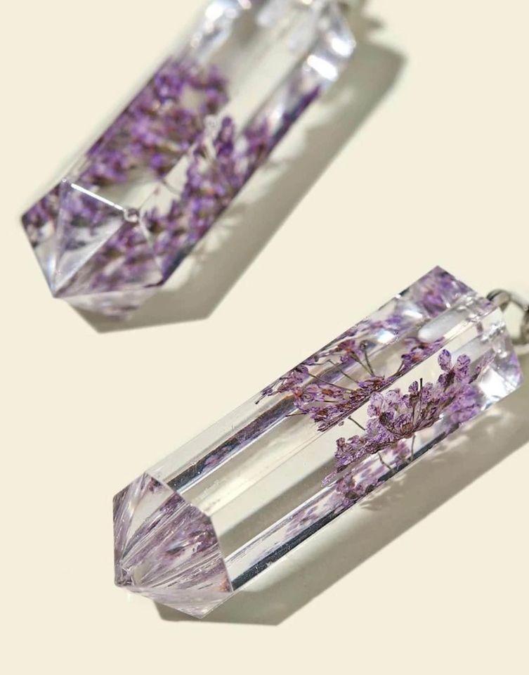 Beautiful Clear Resin Crystal Shaped Flower Earrings