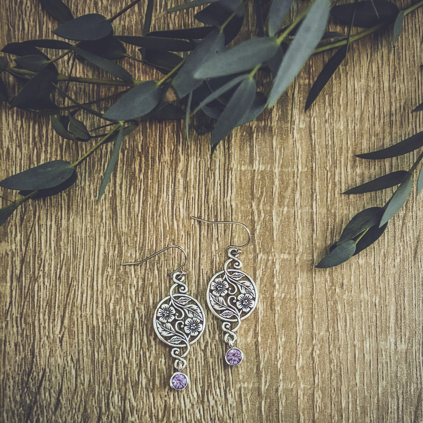 Beautiful Bohemian Purple and Silver Earrings