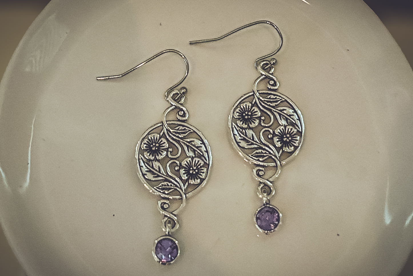 Beautiful Bohemian Purple and Silver Earrings