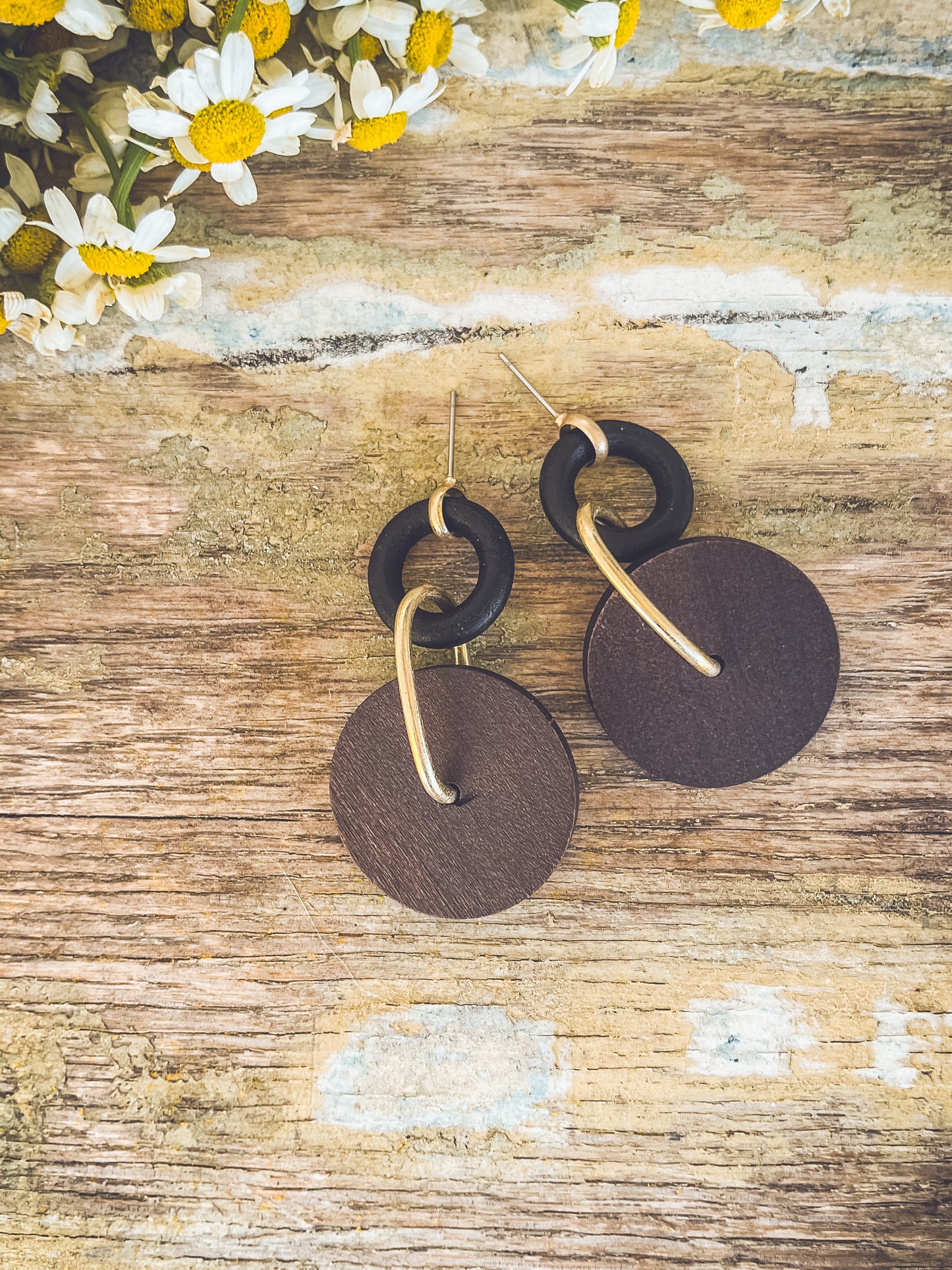 Beautiful Circular Wood Earrings