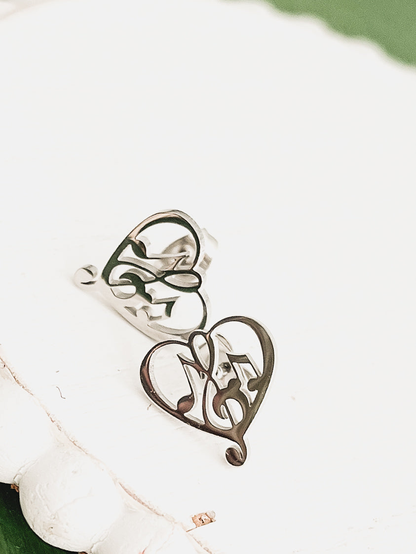 Beautiful Gold or Silver Heart Music Note Studs