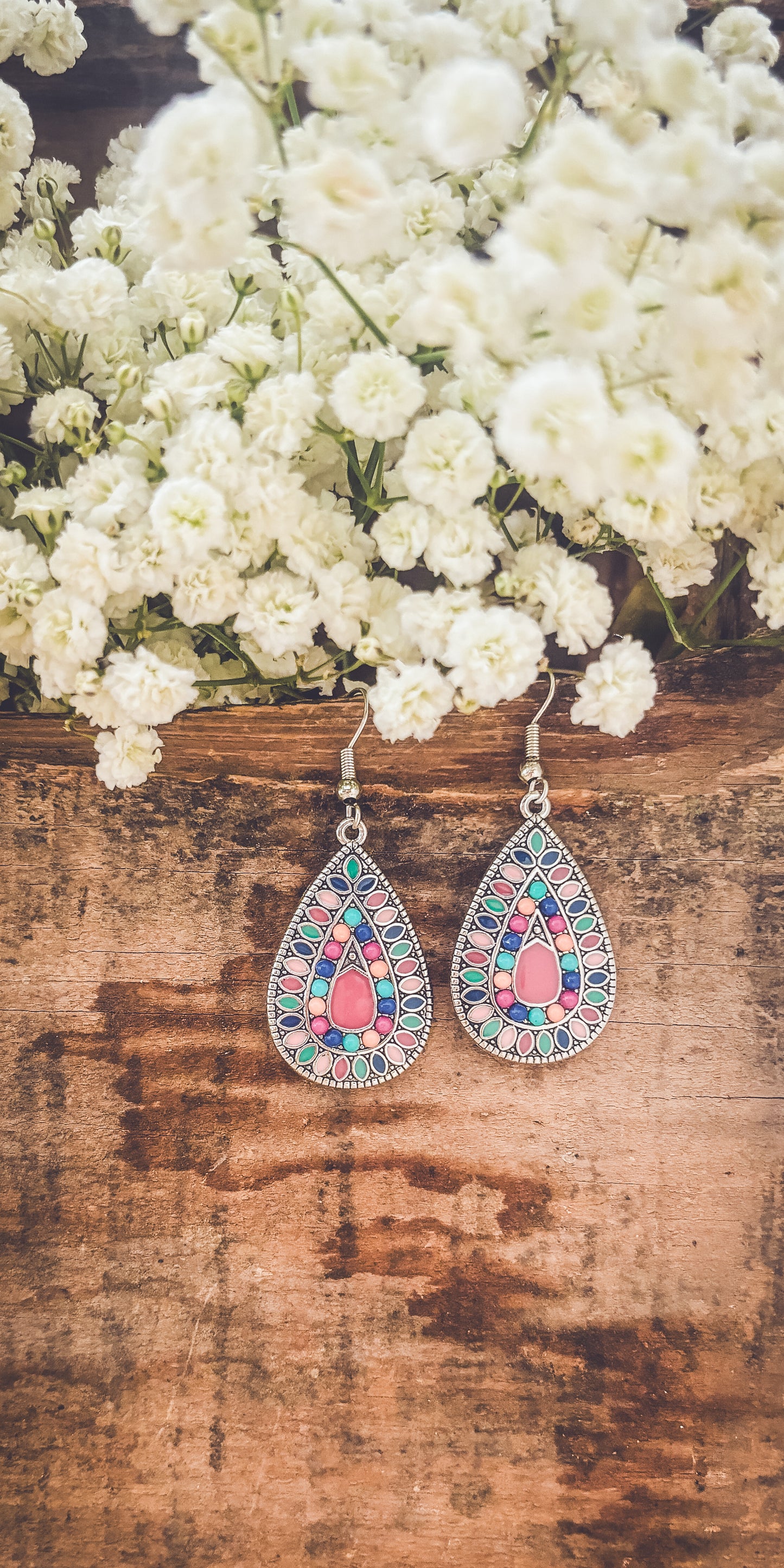 Beautiful Boho Pink Drop Earrings