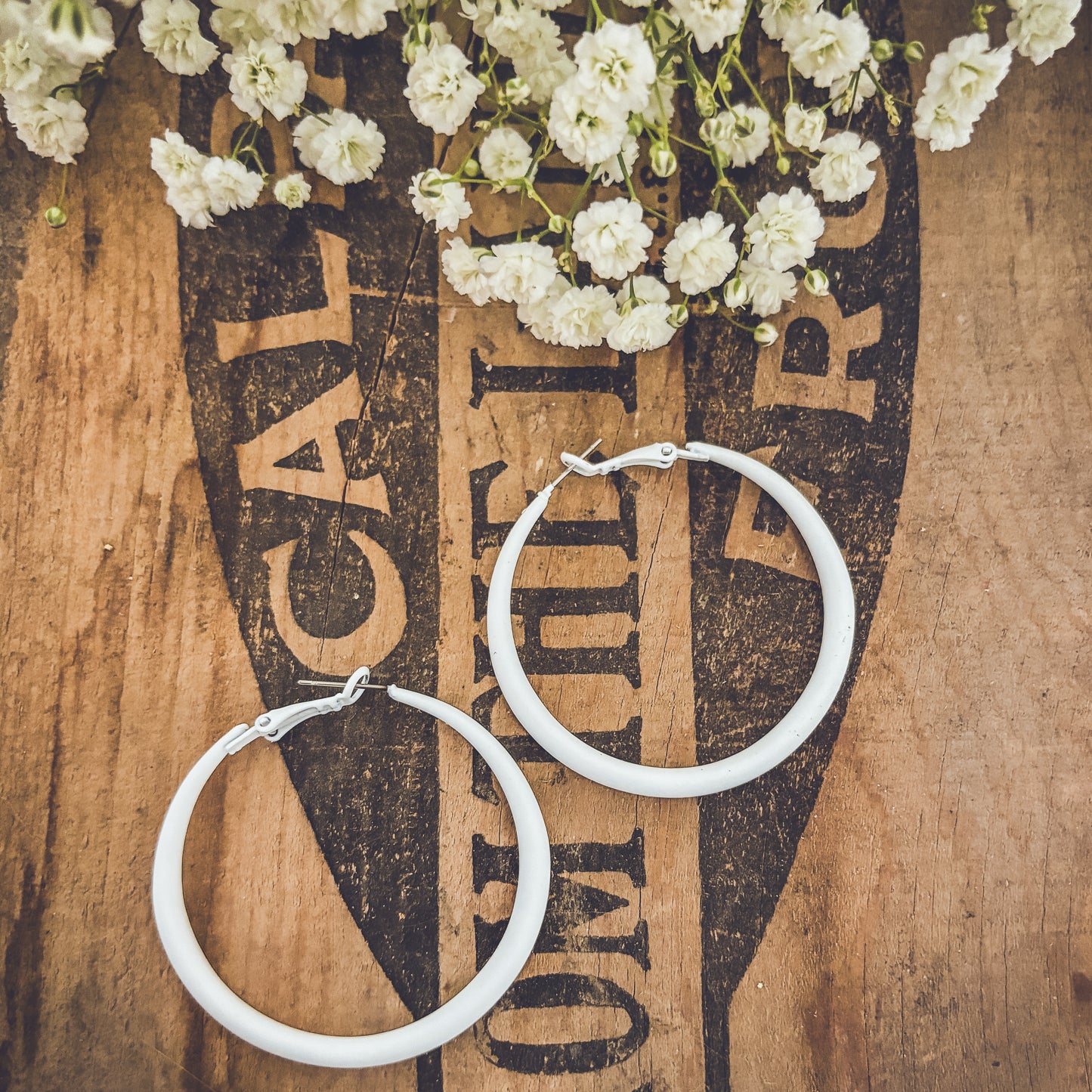 Beautiful Everyday White Hoop Earrings