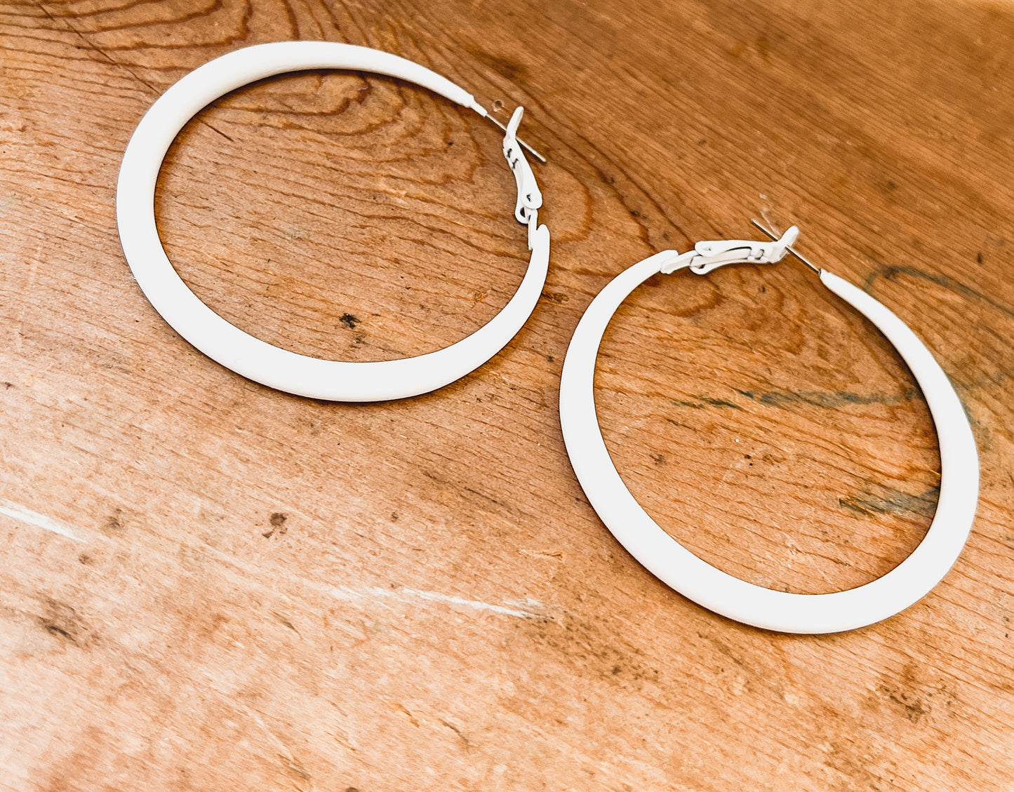 Beautiful Everyday White Hoop Earrings