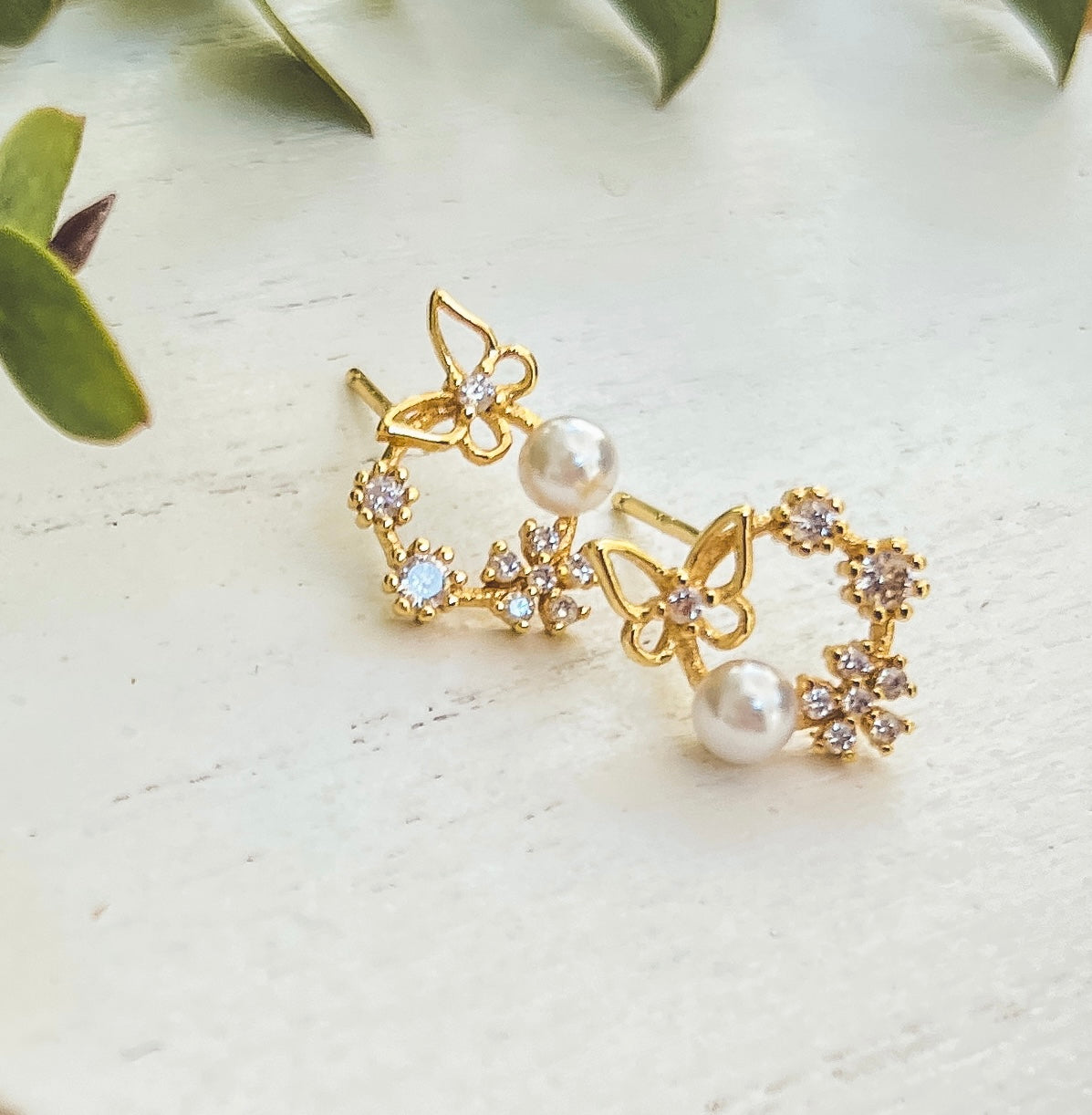 Dainty Crystal Butterfly Earrings