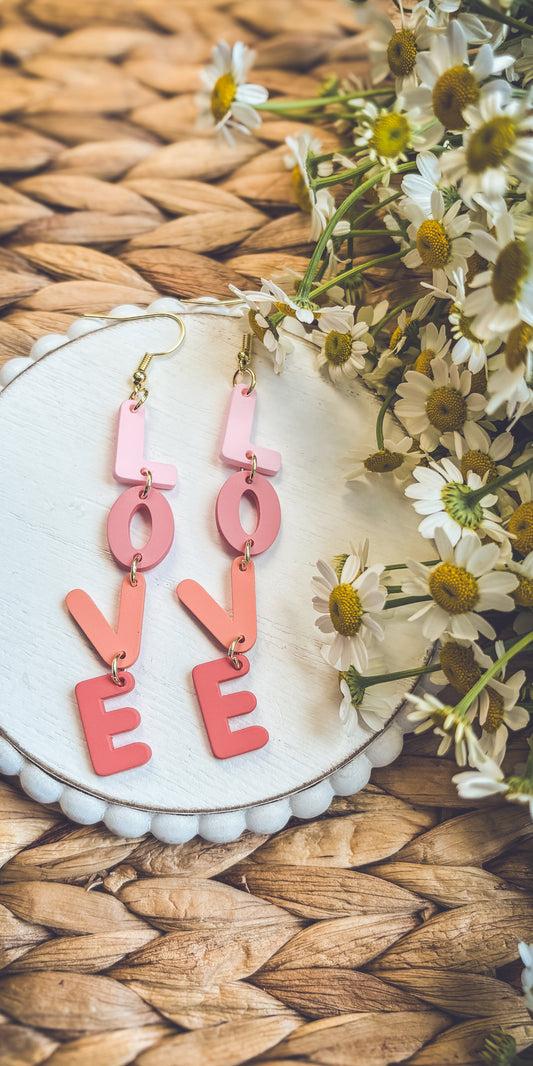 Adorable Pink L-O-V-E Earrings