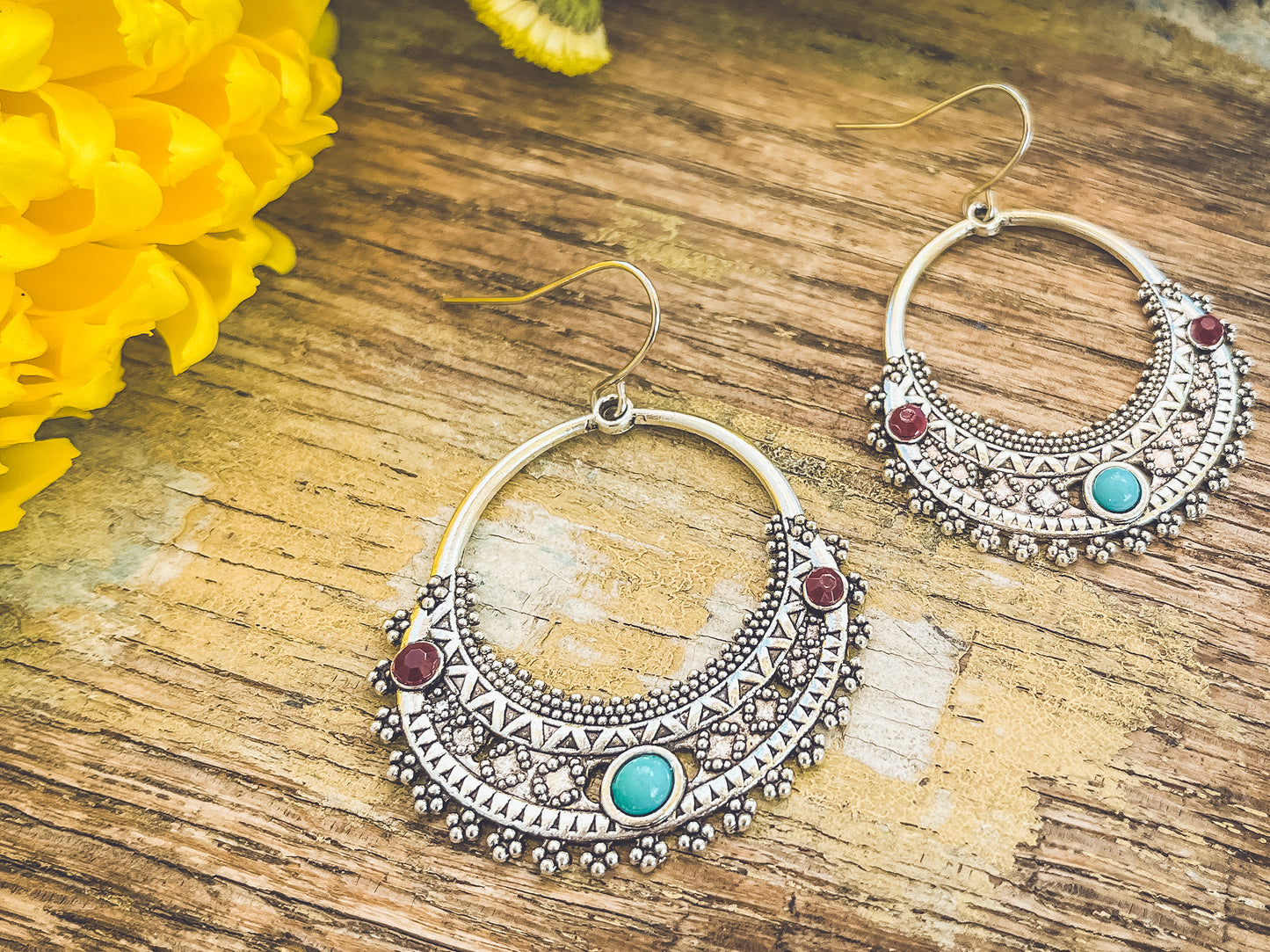 Beautiful Silver Boho Drop Earrings