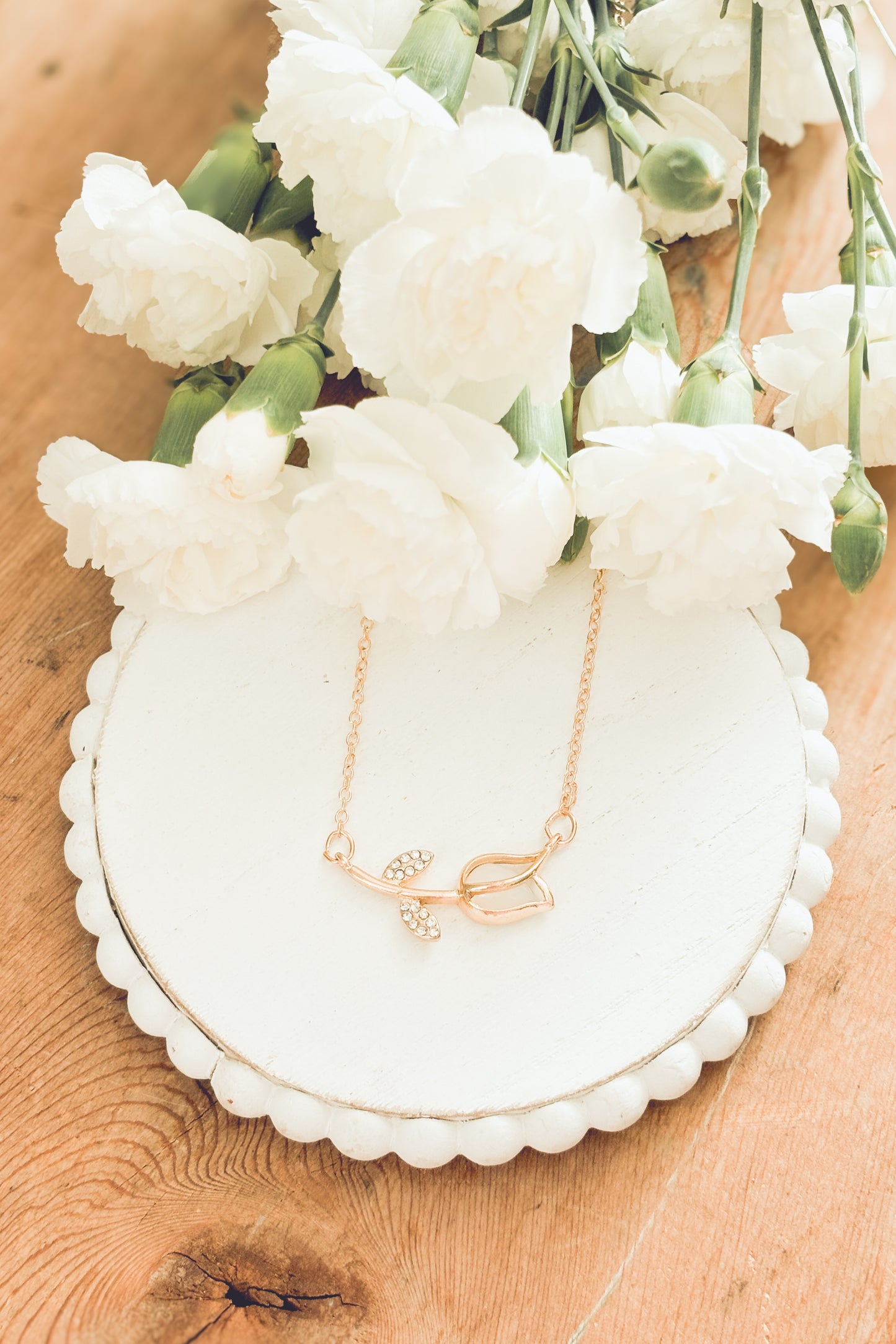 Beautiful Gold and Smokey Stone Tulip Necklace