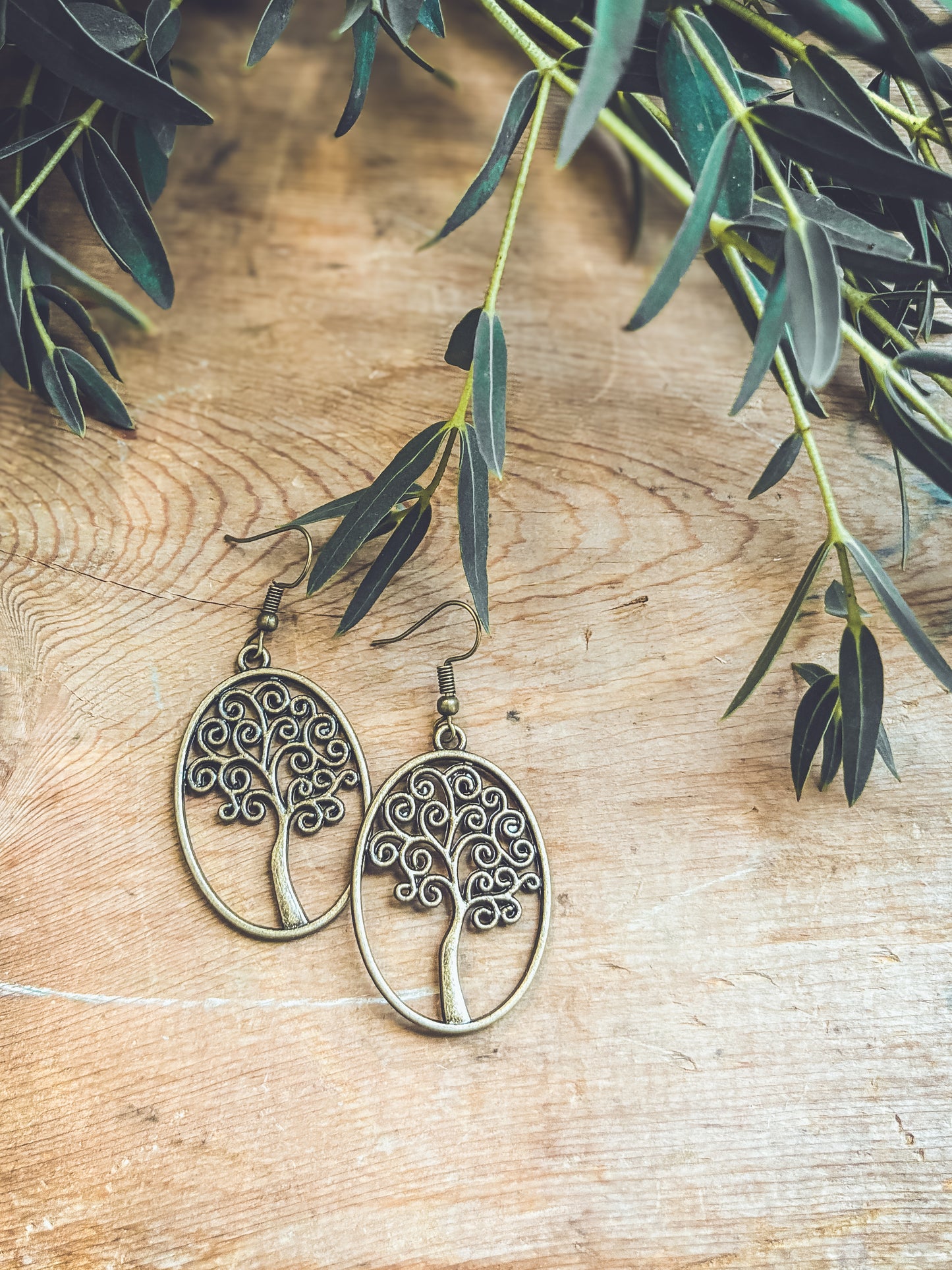 Beautiful Bronze Swirling Tree Earrings