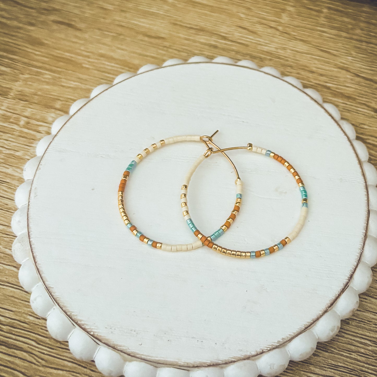 Beautiful Dainty Beaded Hoop Earrings