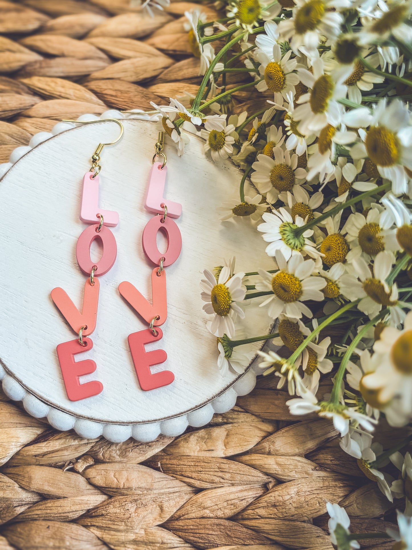 Adorable Pink L-O-V-E Earrings