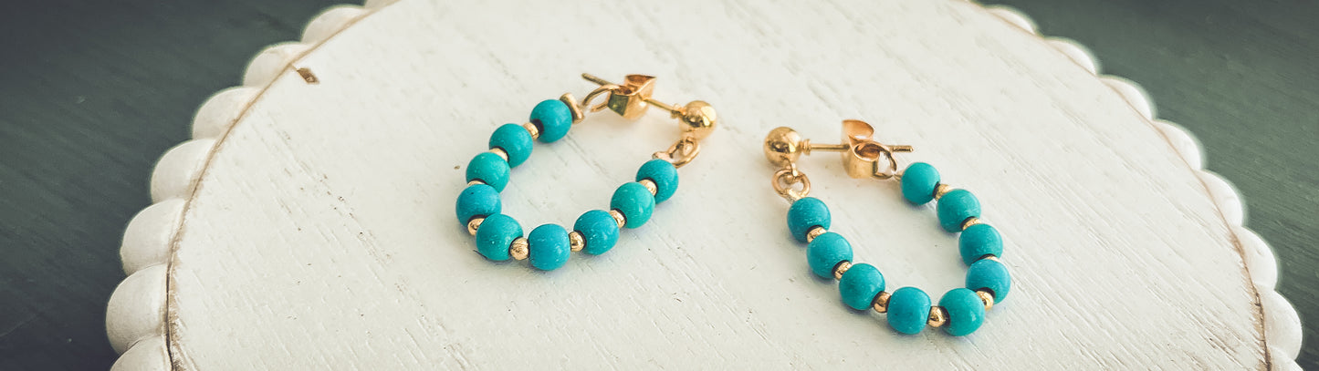 Beautiful Turquoise Huggie Hoops