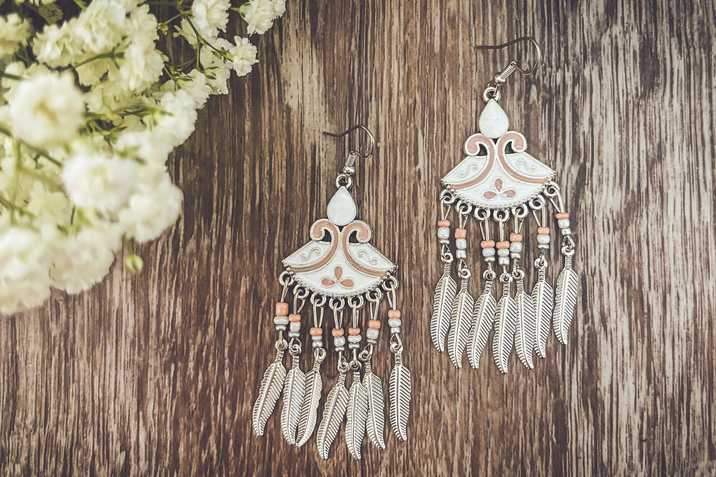 Beautiful White Drop Earrings