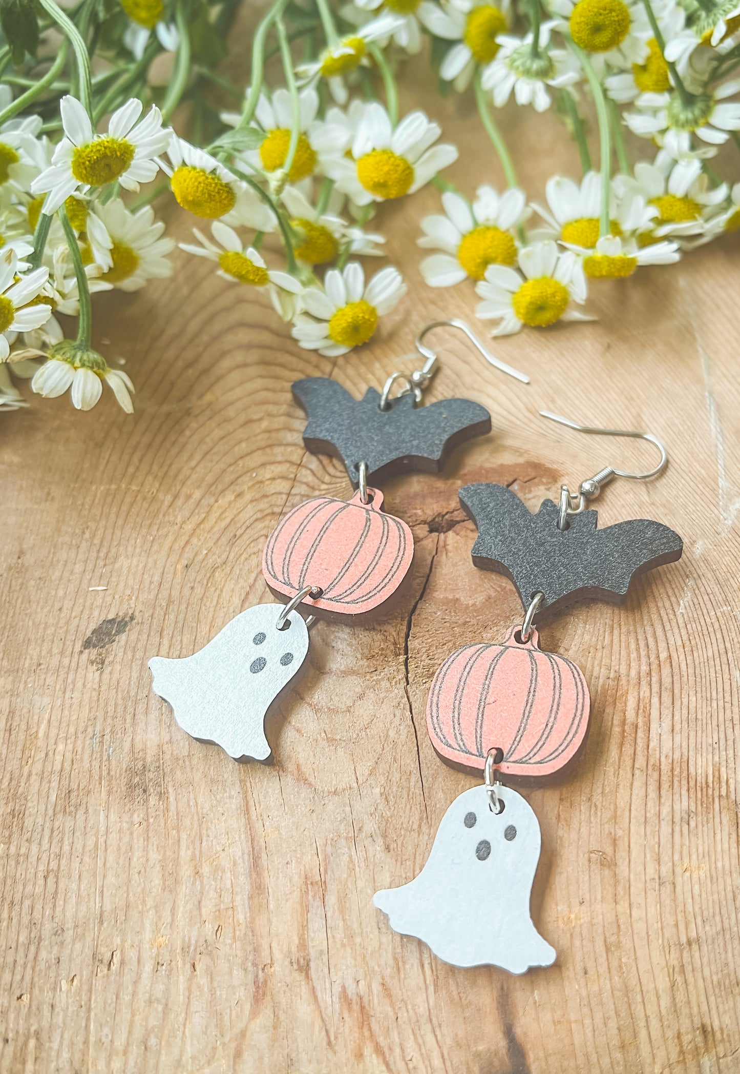 Adorable Wooden Halloween Earrings