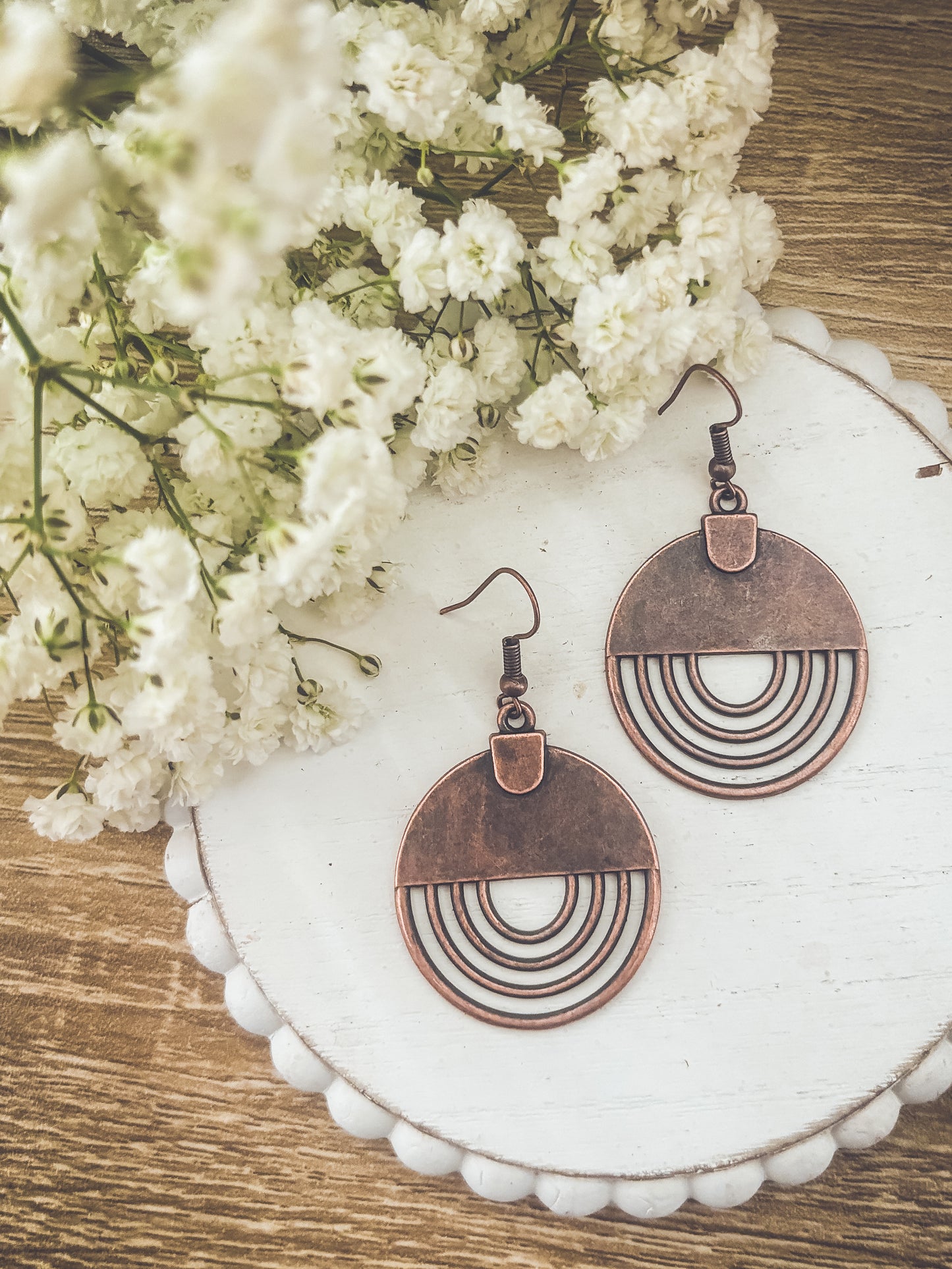 Boho Copper Round Earrings