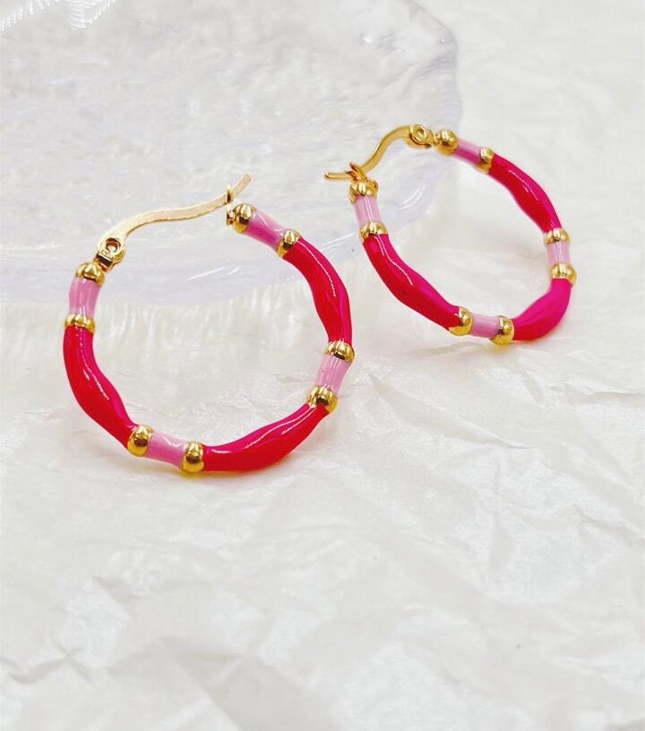 Beautiful Pink Hoop Earrings