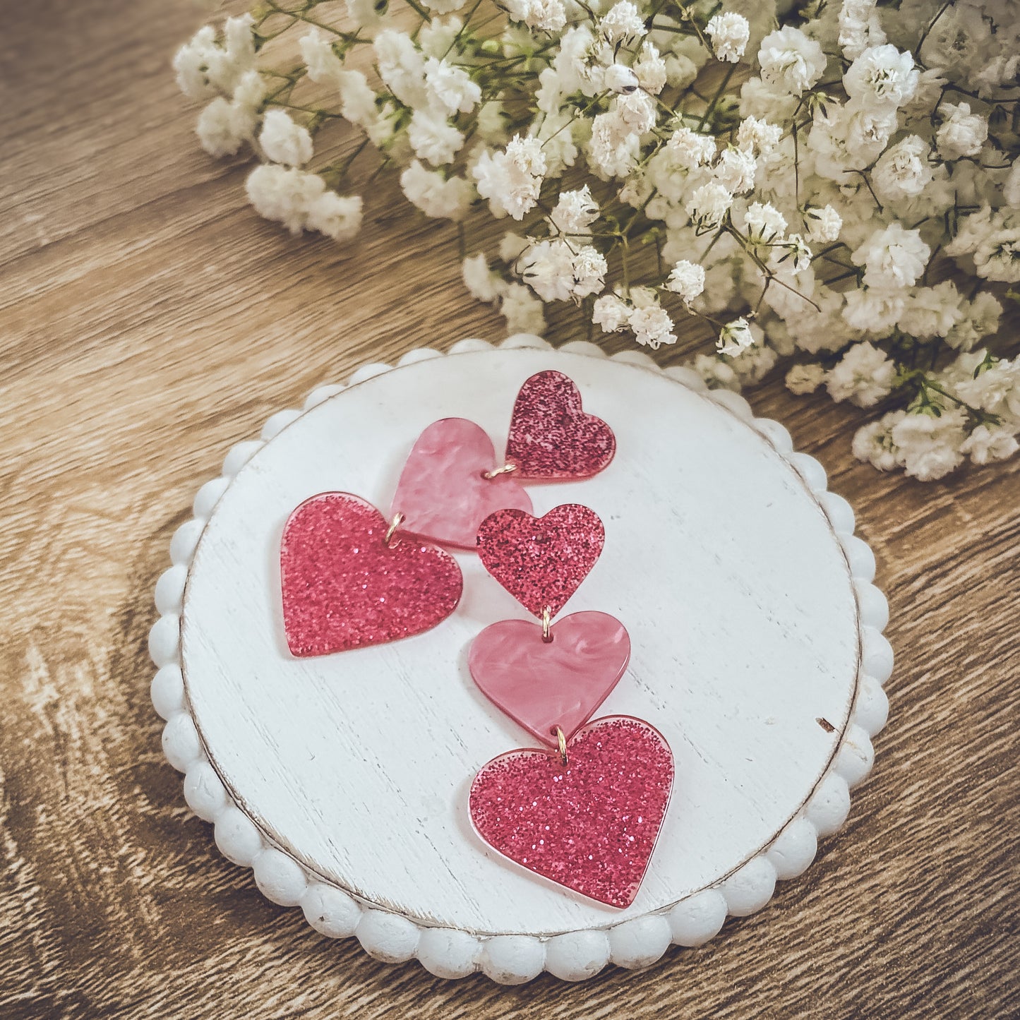 Beautiful Acrylic Heart Earrings