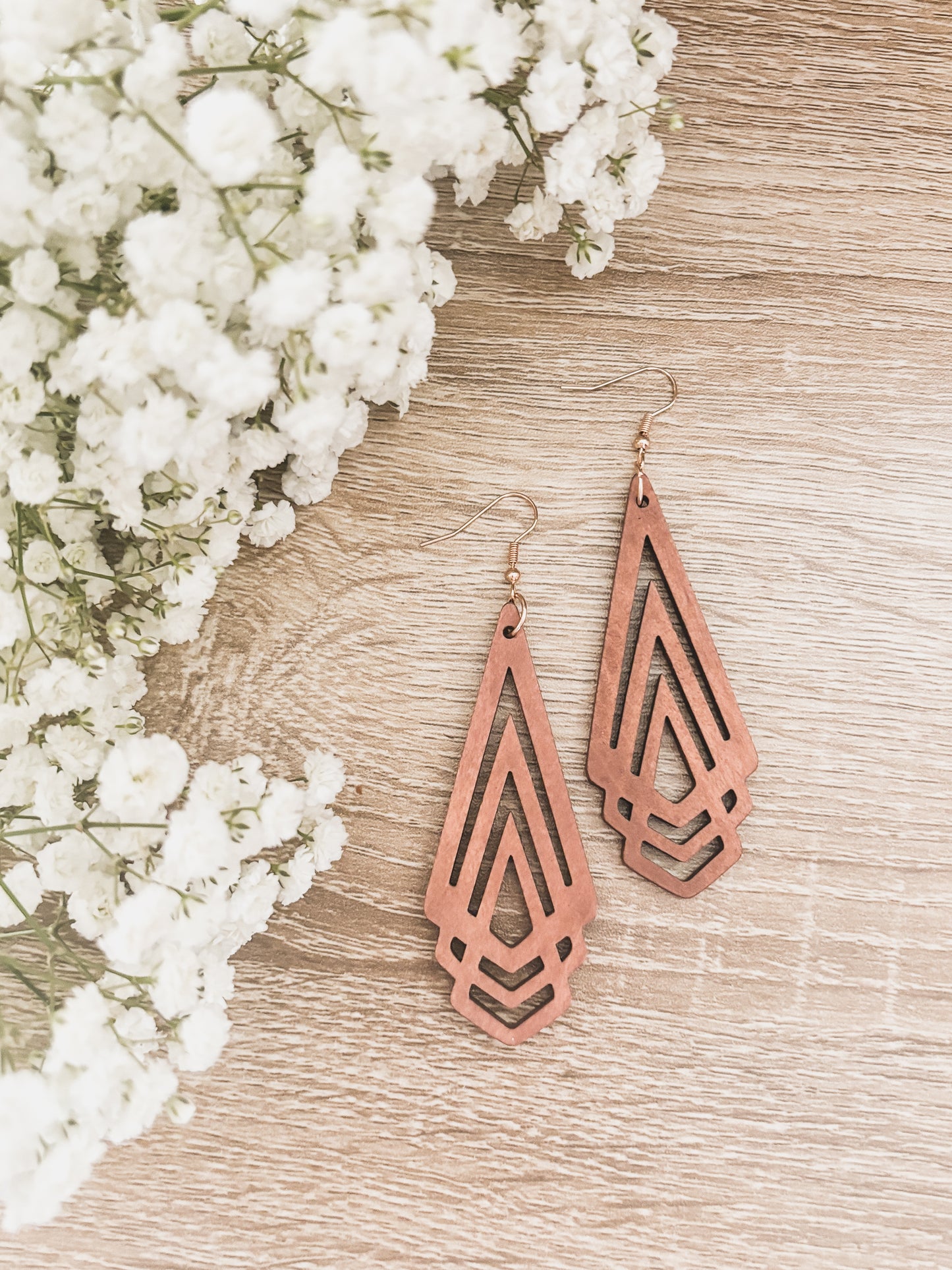 Beautiful Boho Wooden Drop Earrings