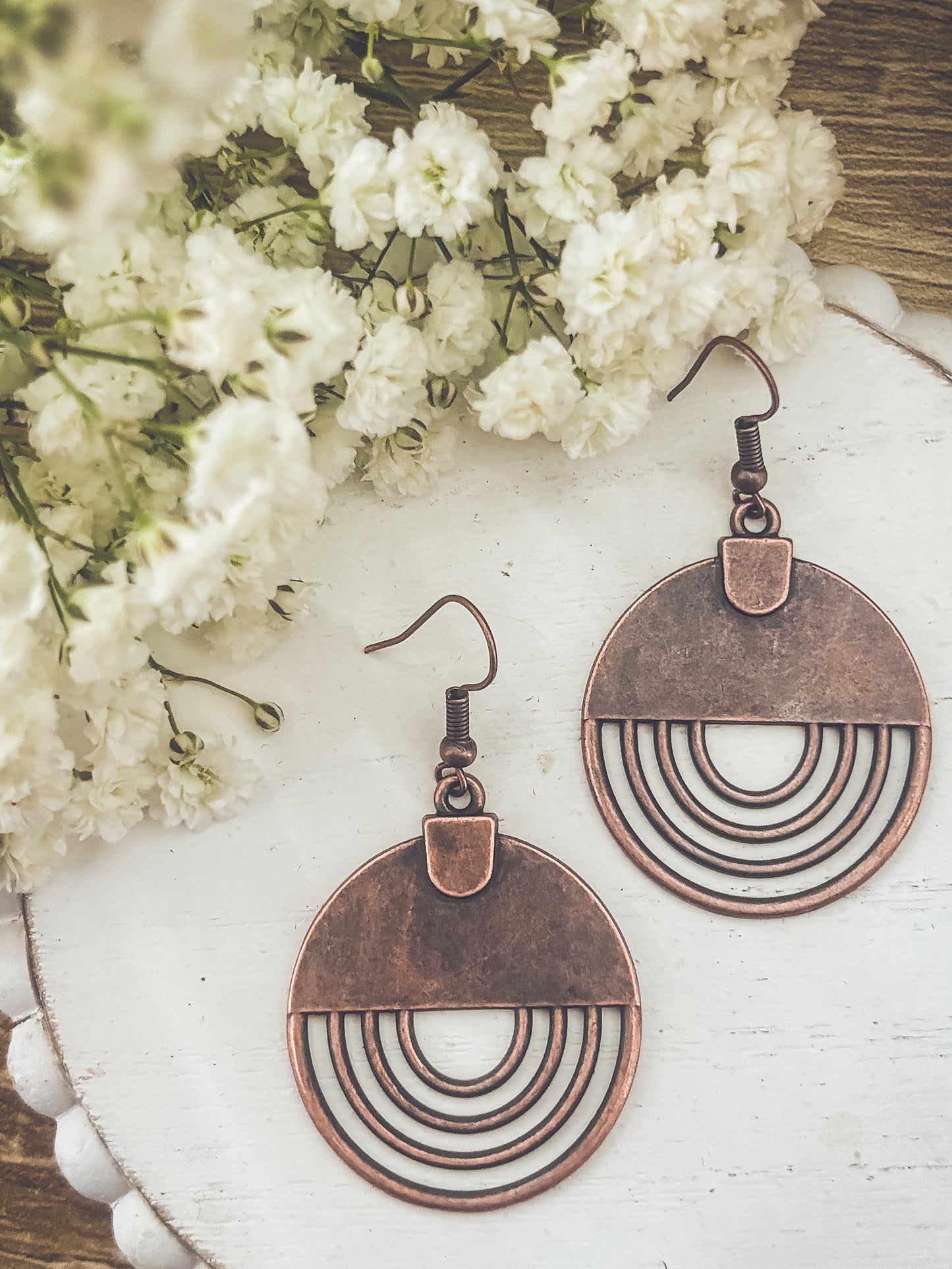 Boho Copper Round Earrings