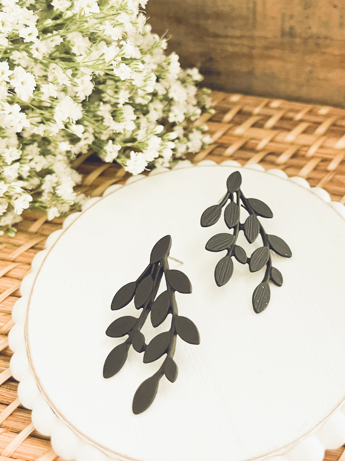 Beautiful Black Leaf Earrings