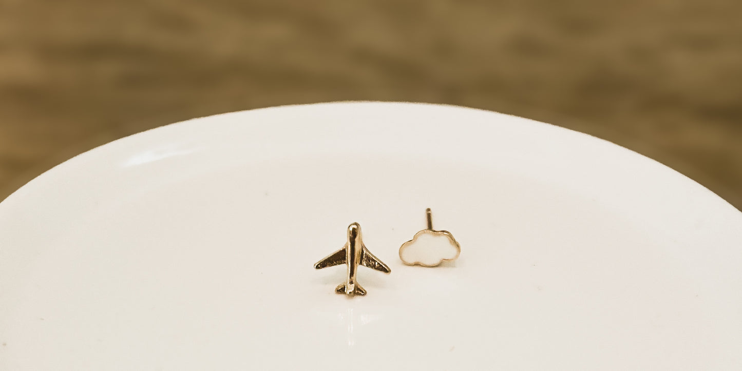 Adorable Cloud and Airplane Stud Earrings