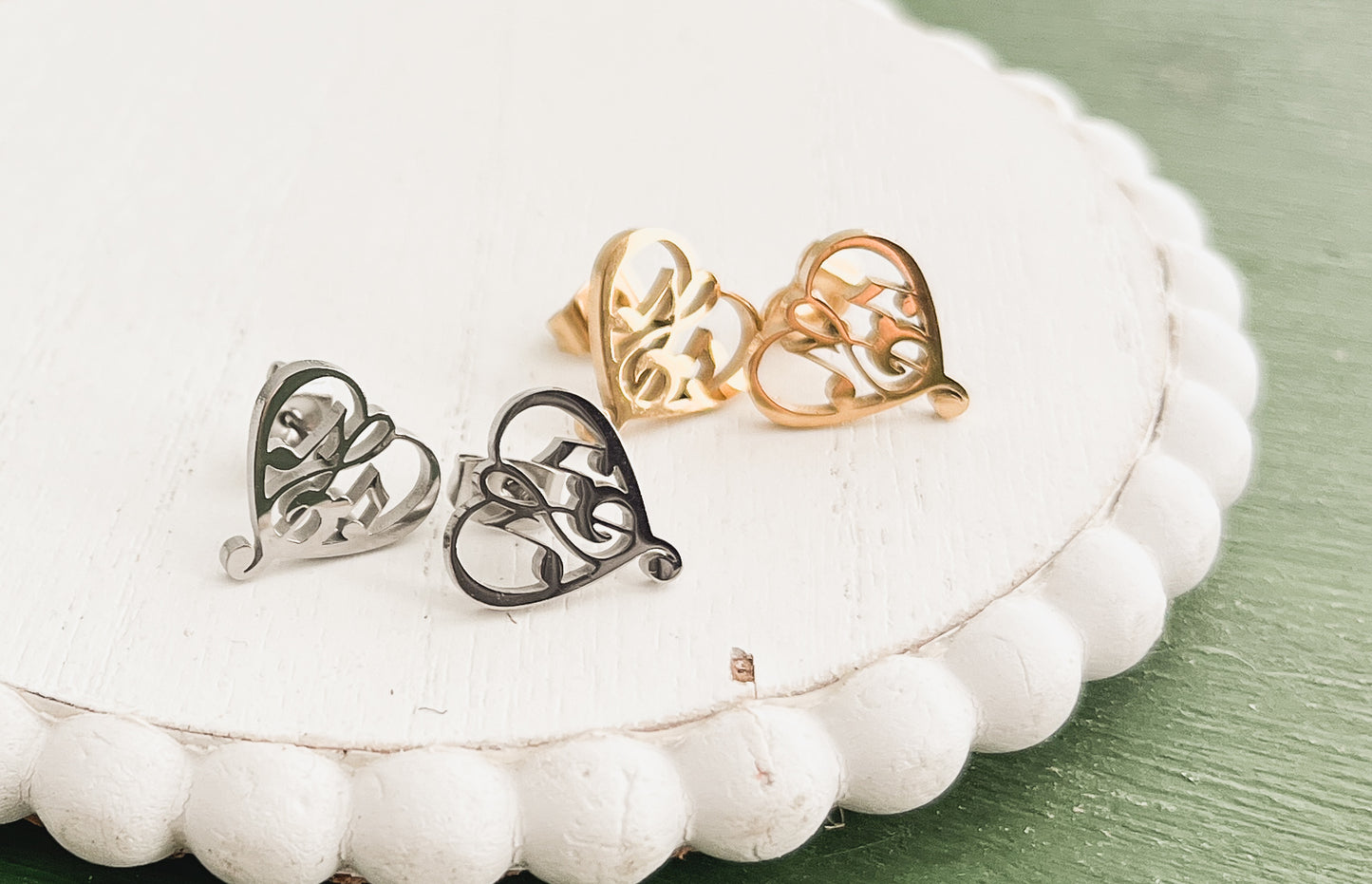 Beautiful Gold or Silver Heart Music Note Studs