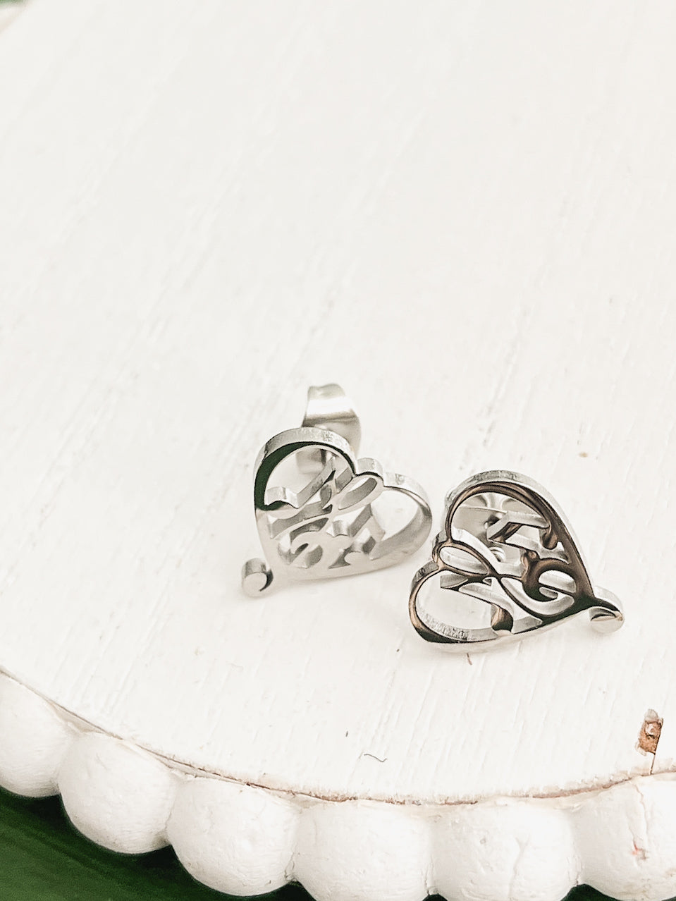 Beautiful Gold or Silver Heart Music Note Studs