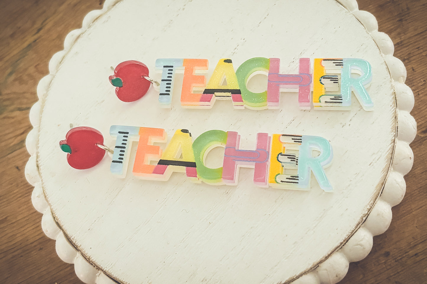 Beautiful Acrylic Teacher Earrings