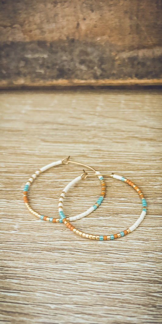 Beautiful Dainty Beaded Hoop Earrings