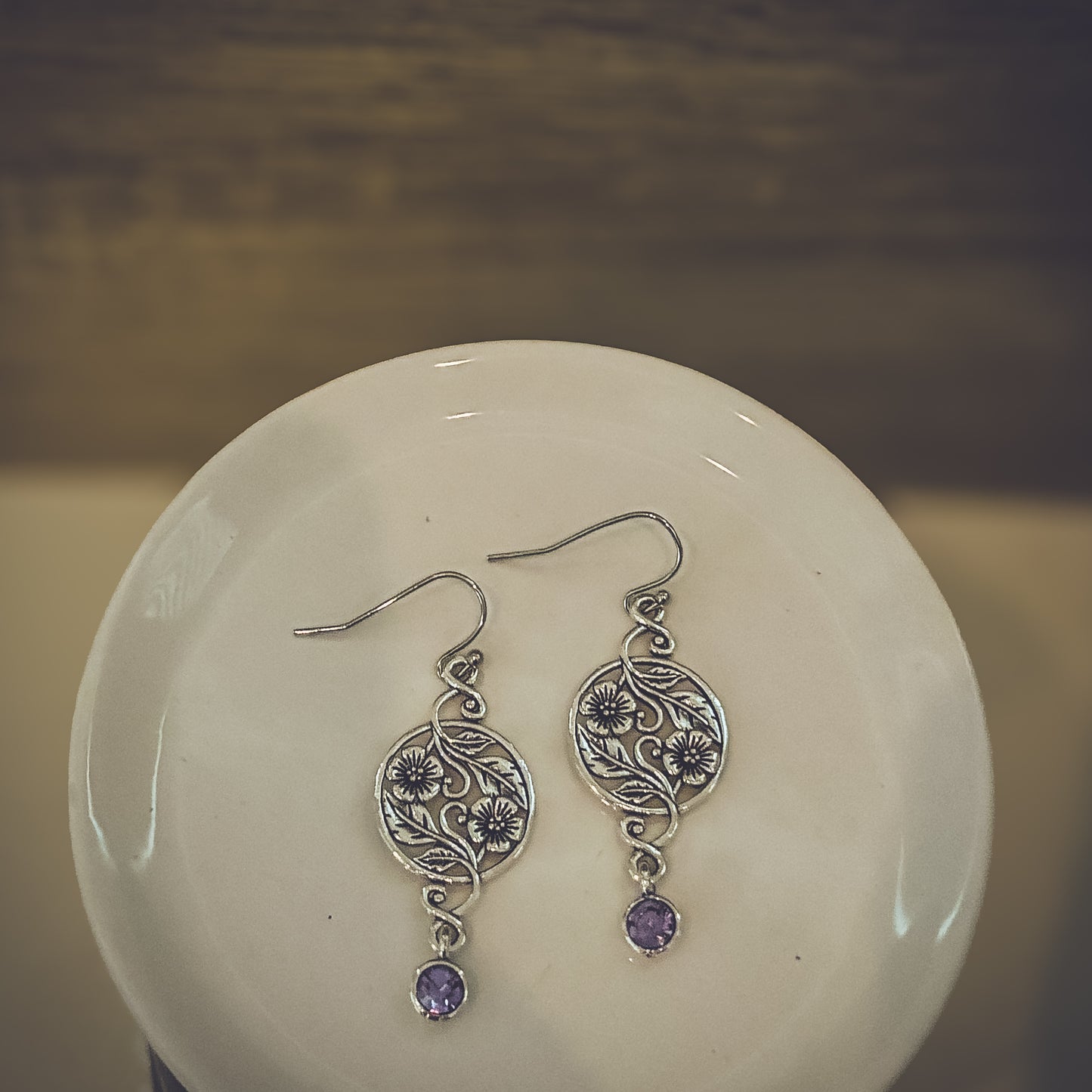 Beautiful Bohemian Purple and Silver Earrings