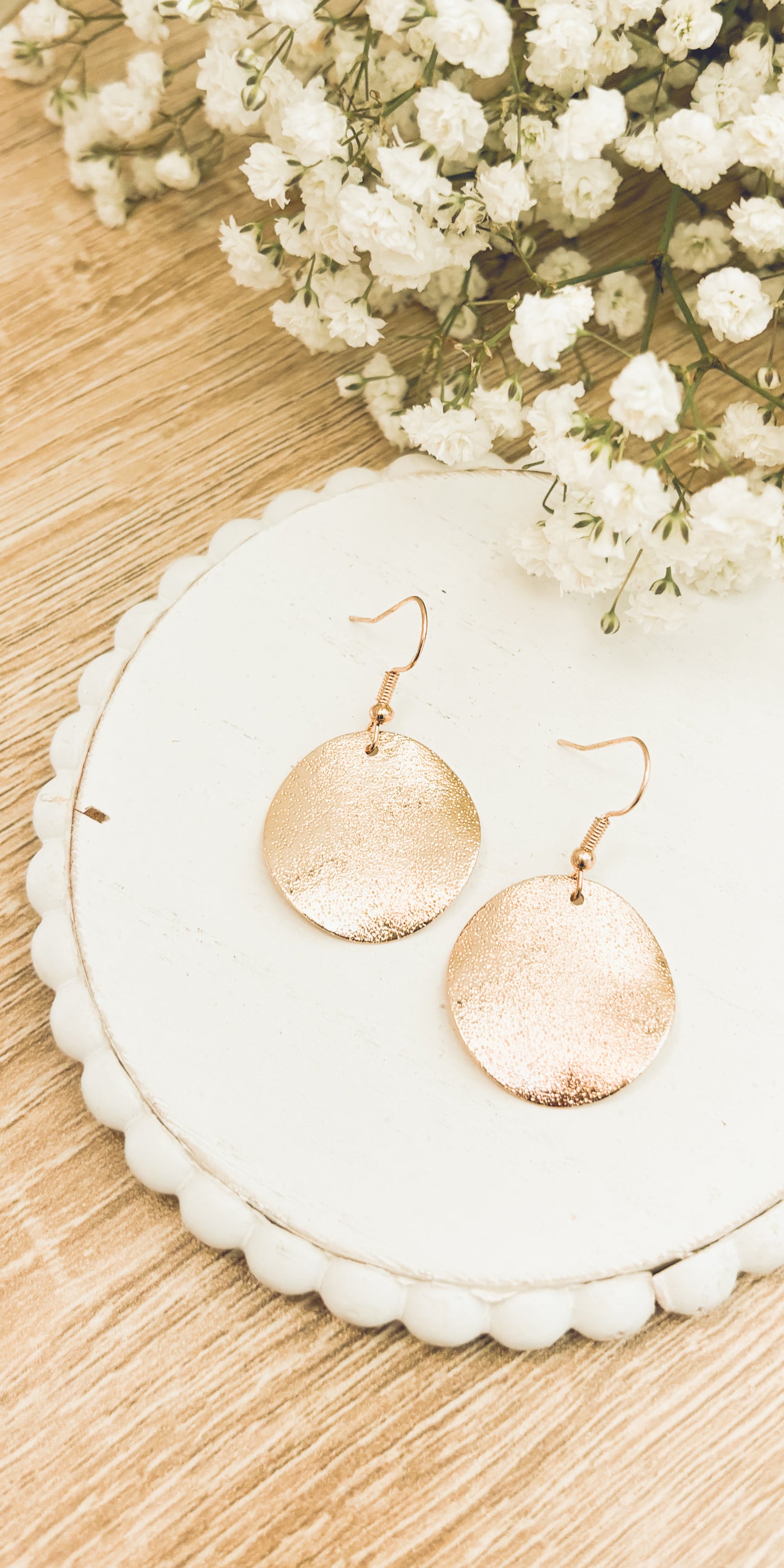 Beautiful Hammered Gold Drop Earrings