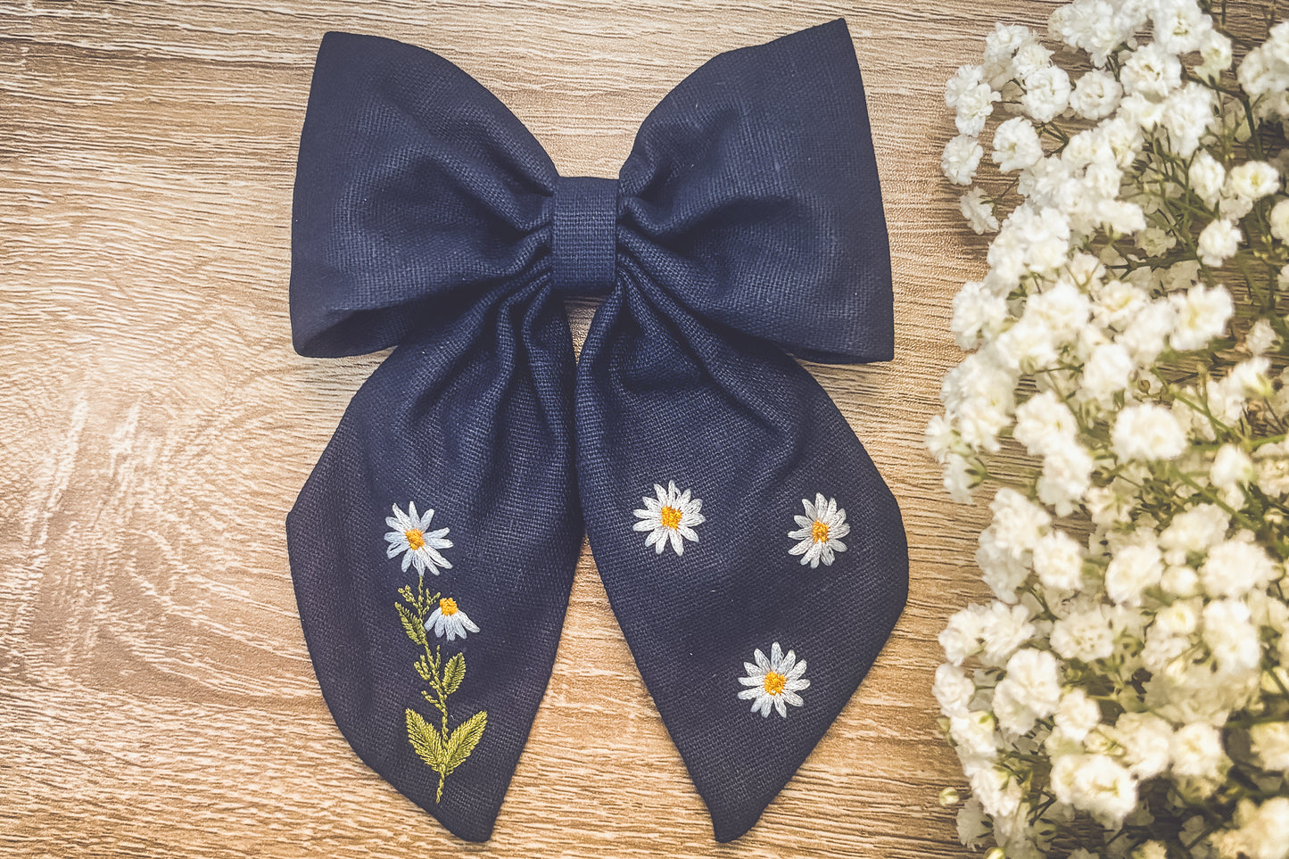 Adorable Blue Daisy Bow