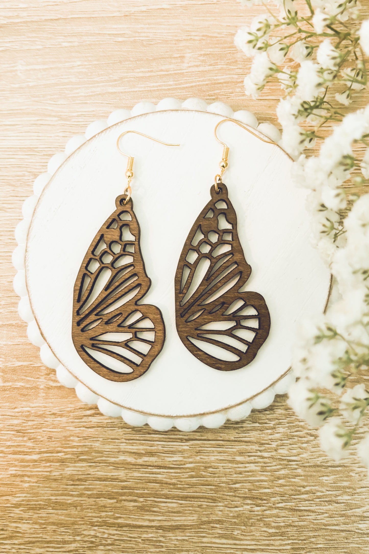 Beautiful Butterfly Wood Earrings