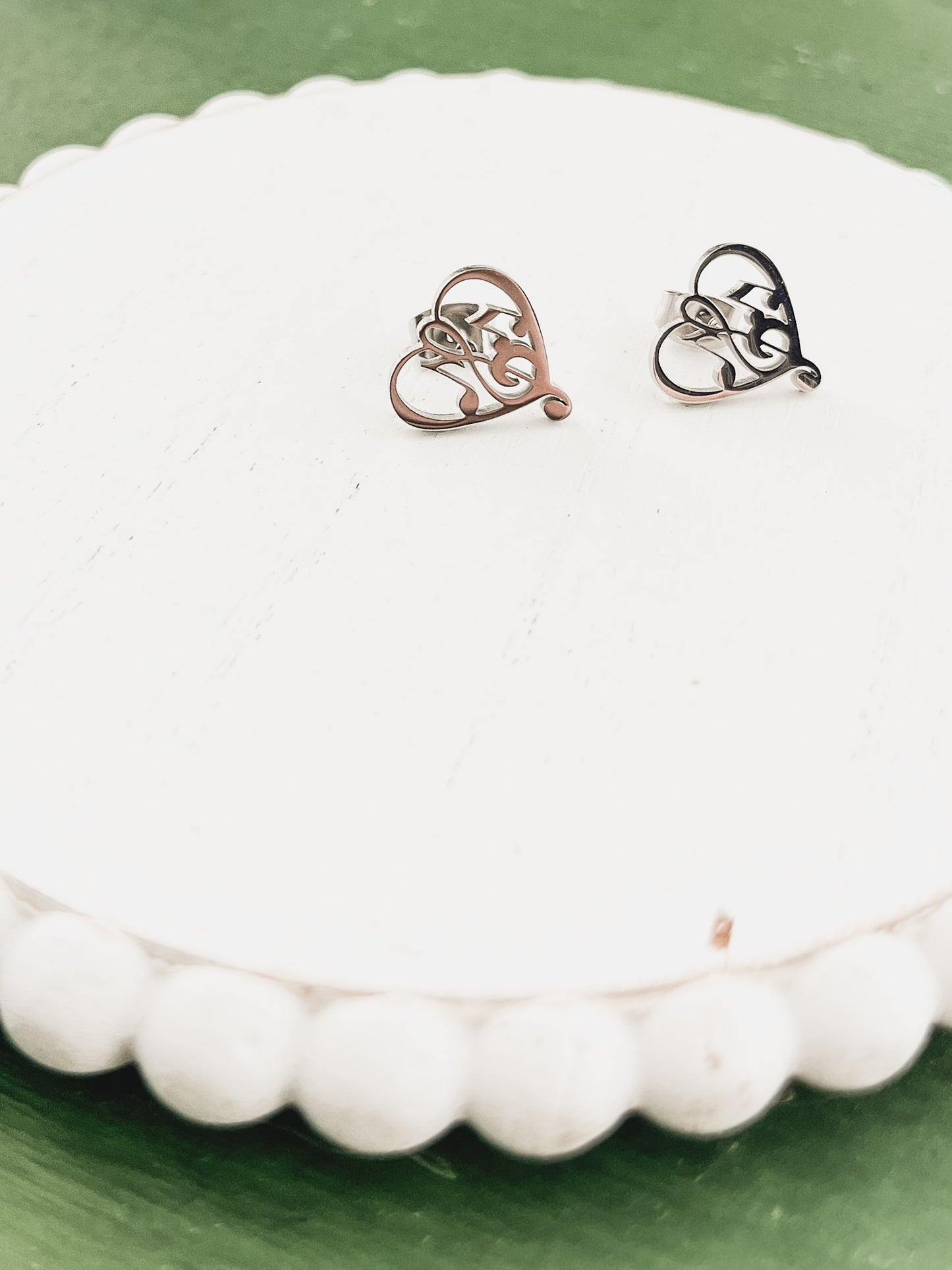 Beautiful Gold or Silver Heart Music Note Studs