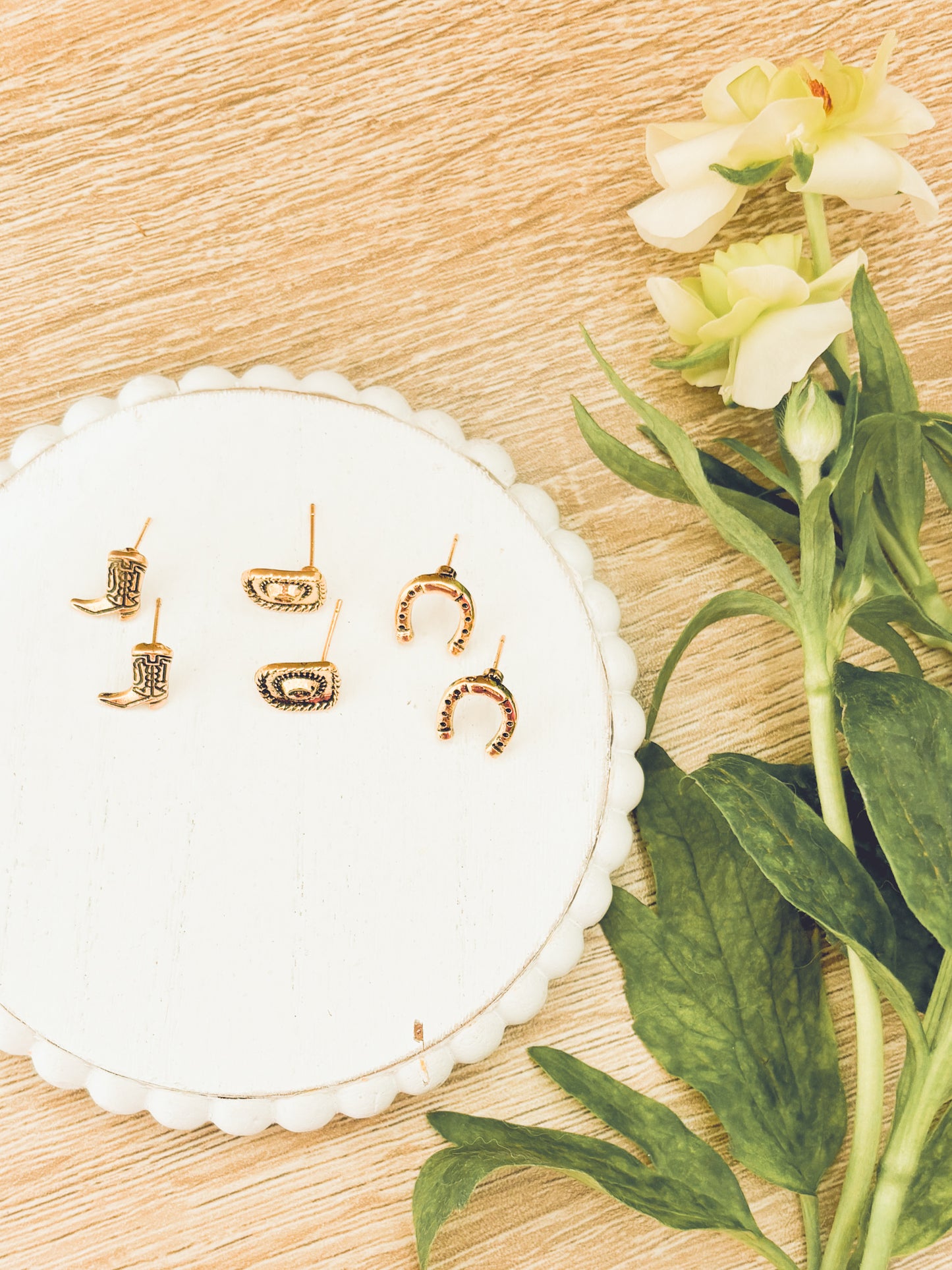 Adorable Gold Western Studs- Set of 3