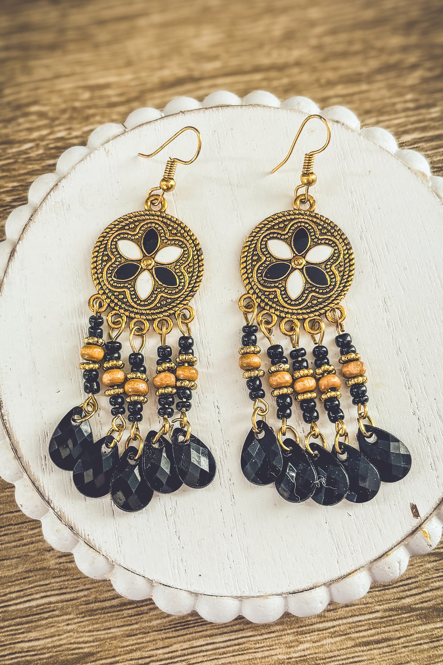 Beautiful Black Boho Chandelier Earrings